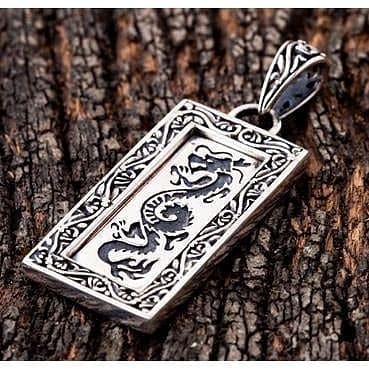 Japanese Dragon Sterling Silver Men's Biker Pendant Necklace - Handcrafted Jewelry for Motorcycle Riders & Rock Fashion Lovers (Perfect for Biker Events, Concerts & Everyday Wear)