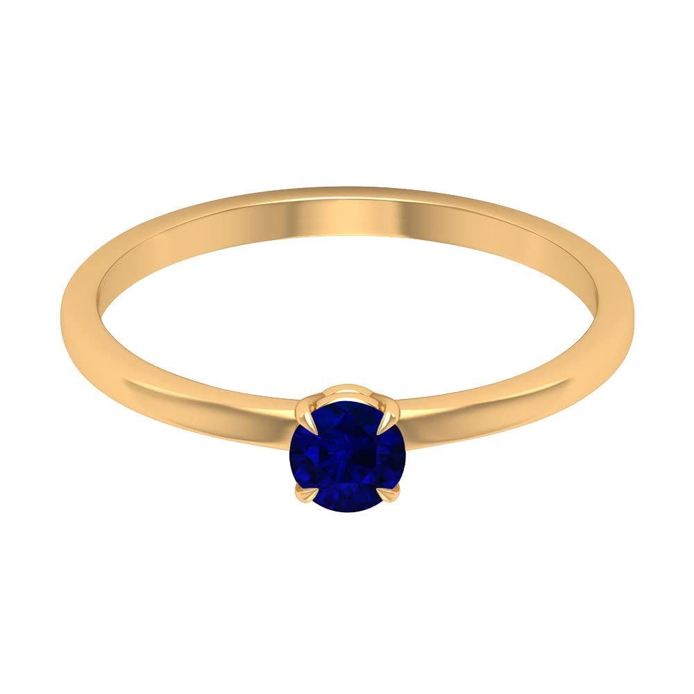 1/4 CT Natural Blue Sapphire Promise Ring for Women - 14K Solid Gold Solitaire Engagement Ring - Perfect for Anniversaries, Proposals & Special Occasions