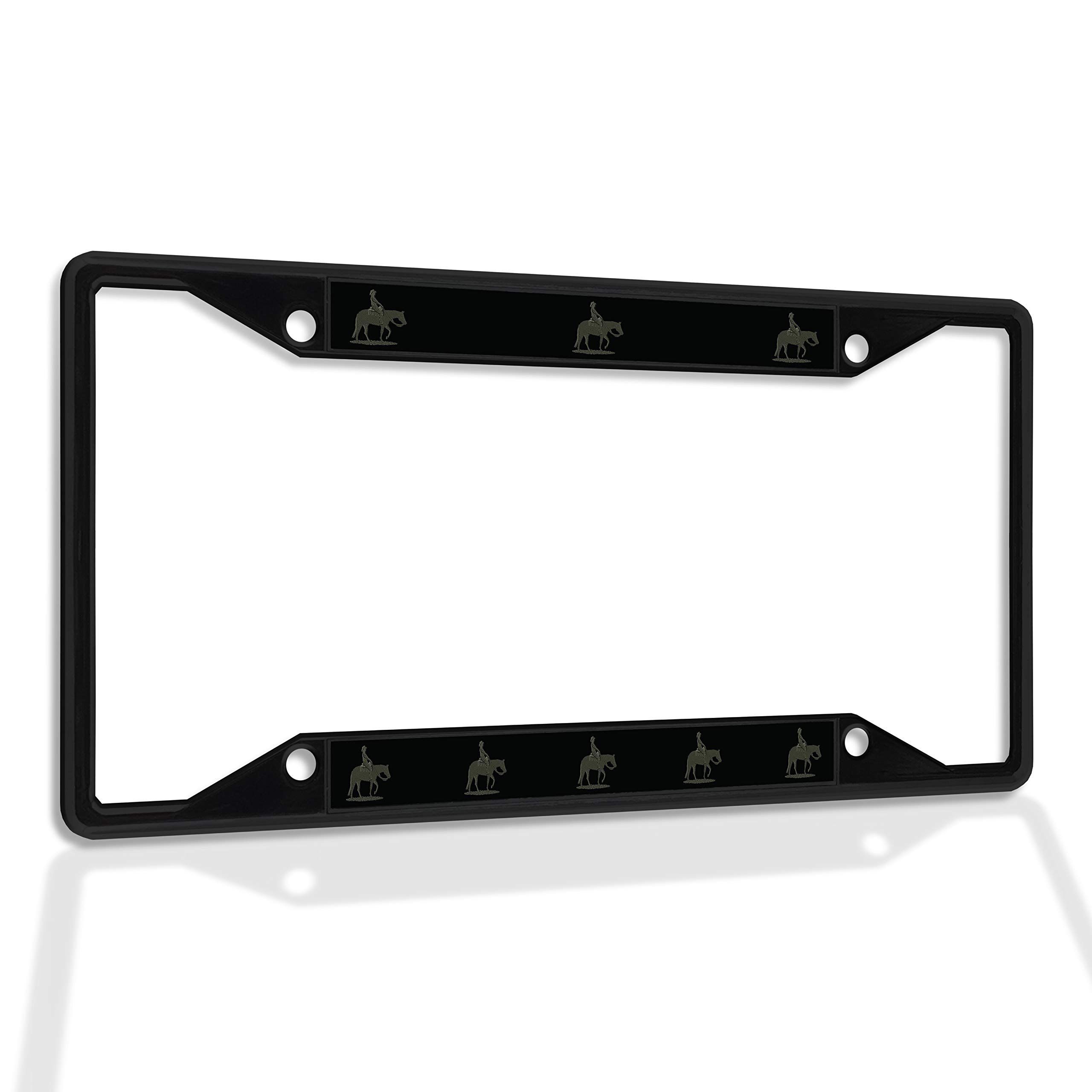 Sturdy Metal Insert License Plate Frame - Weatherproof Black Car Accessory with 4 Holes for Secure Mounting | Perfect for Western Pleasure Riders & Everyday Vehicles