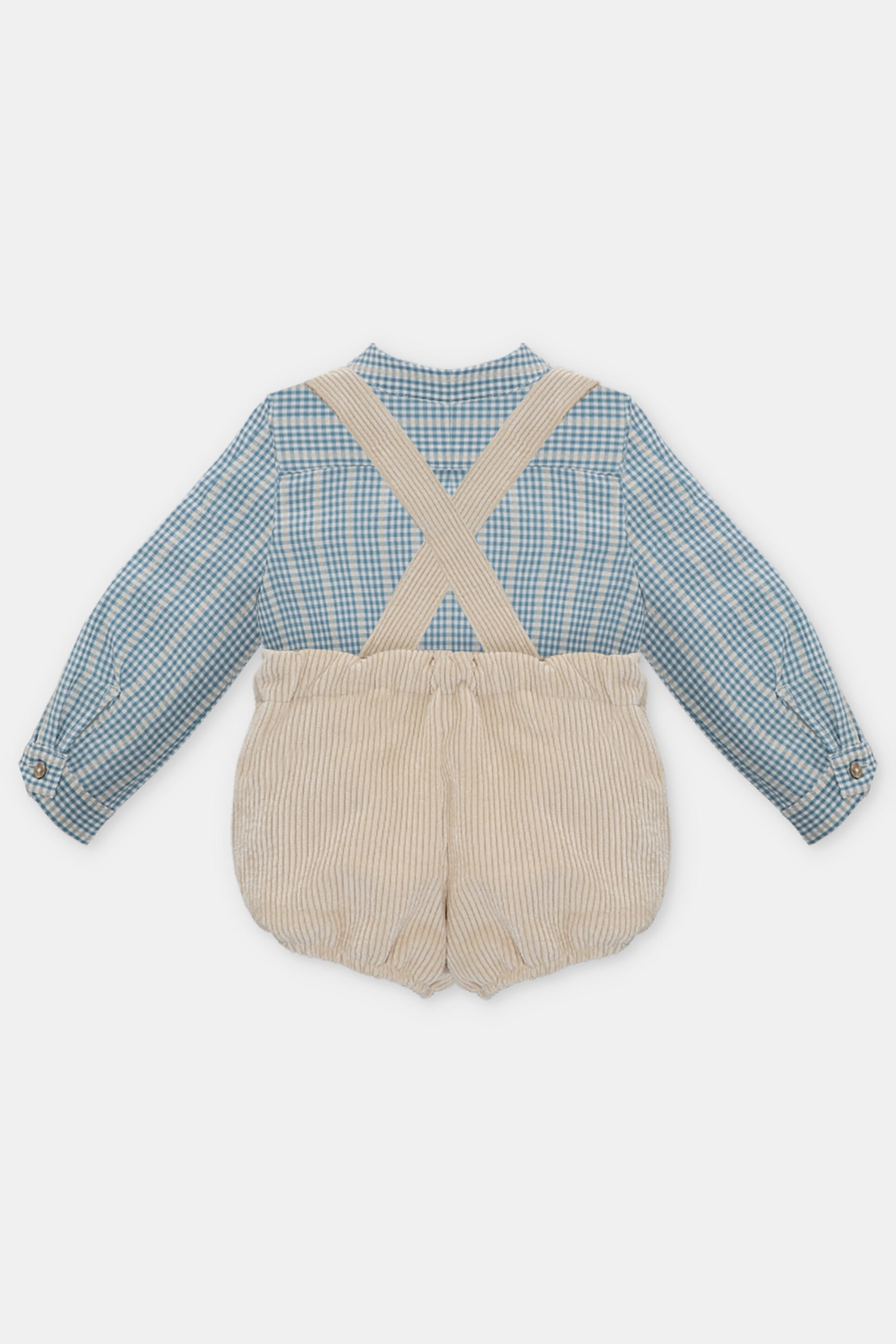 Tommy Hilfiger Blue Checkered Button-Down Shirt & Oatmeal Corduroy Jogger Pants Set - Casual Outfit for Men | Perfect for Work, Date Night & Weekend Wear