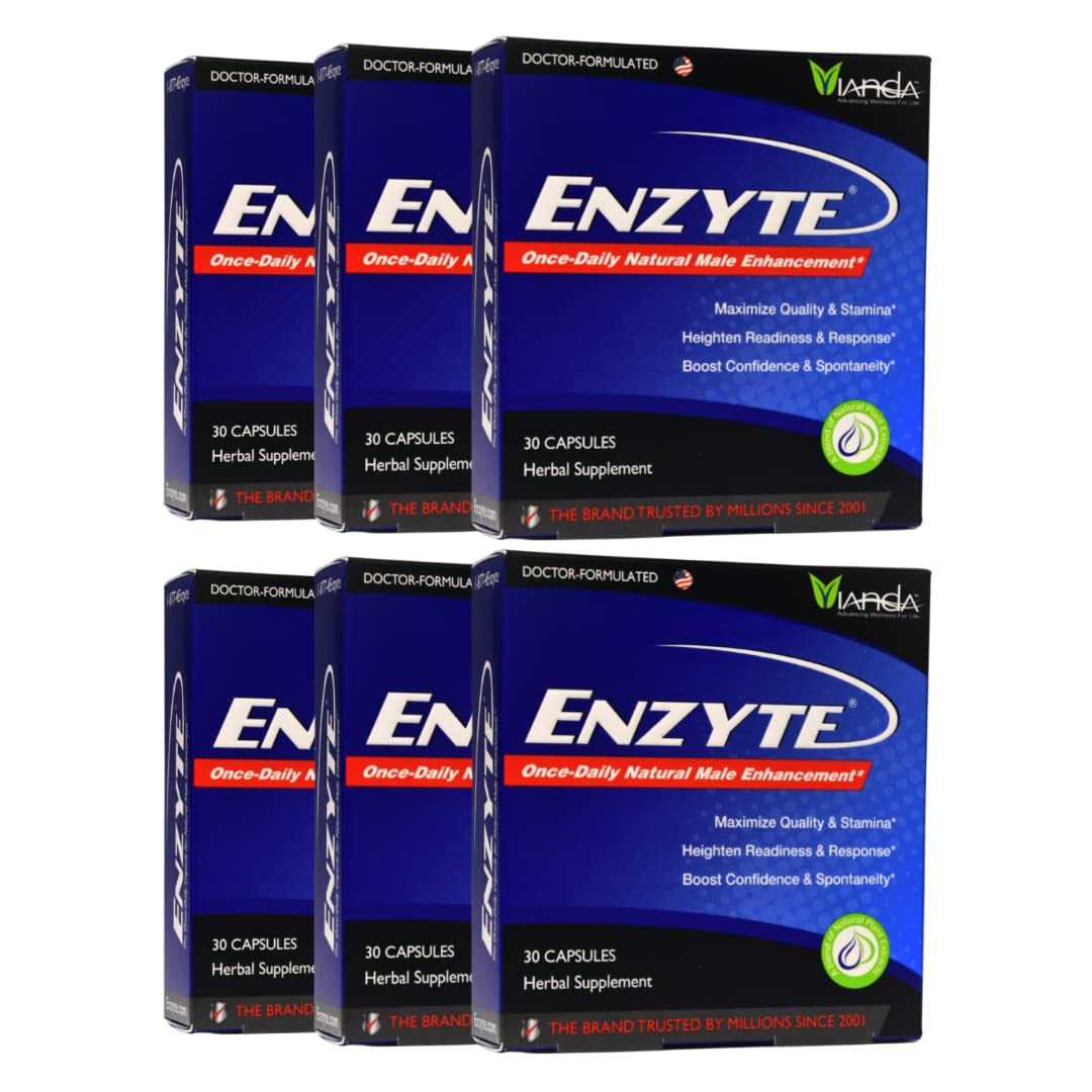 Enzyte® Natural Male Enhancement Supplement - Boost Stamina & Performance with Asian Ginseng, Ginkgo Biloba, Grape Seed Extract & Horny Goat Weed - 180 Capsules for Men's Health & Vitality - Perfect for Workout Recovery & Intimate Moments