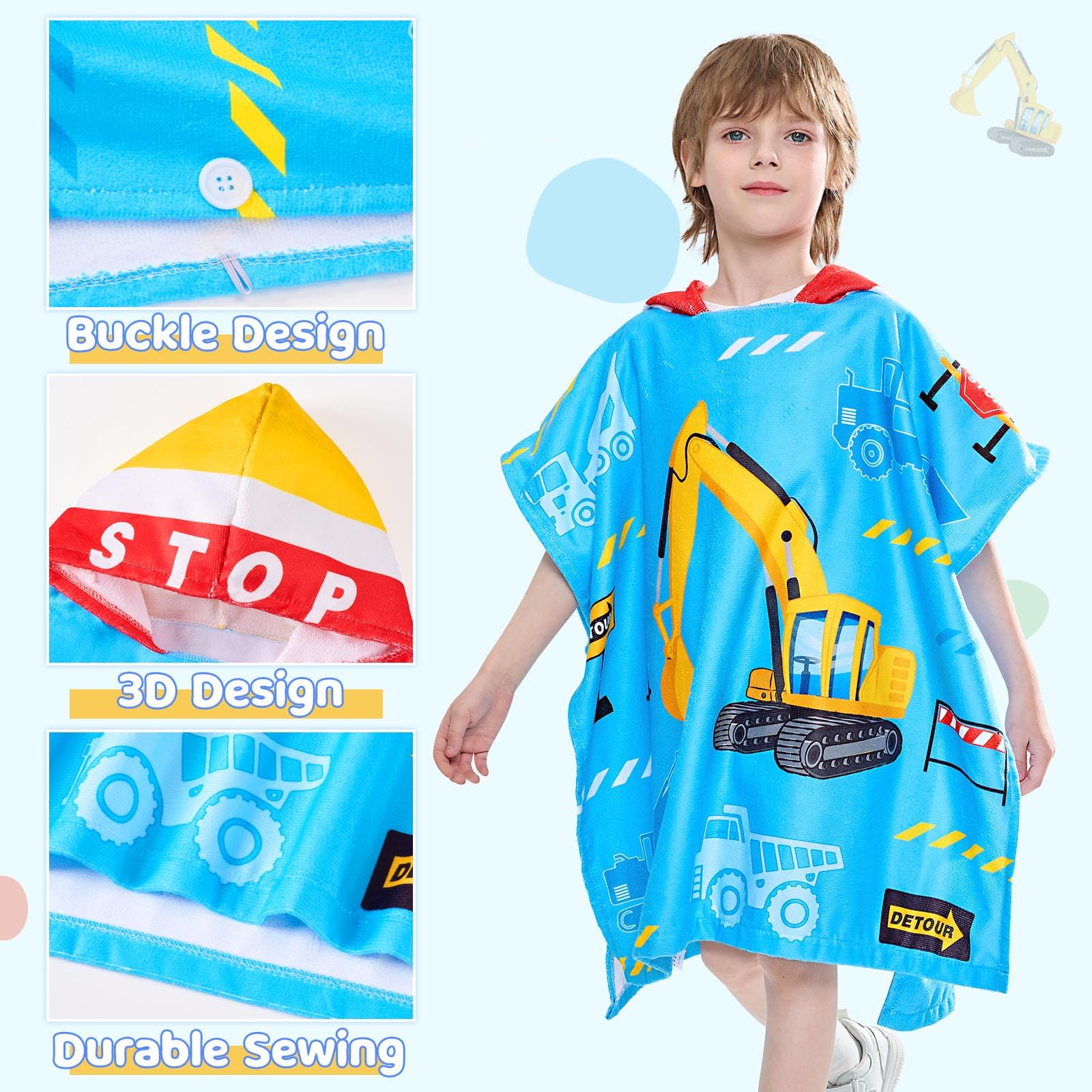 Kids Hooded Beach Towel Poncho - 27
