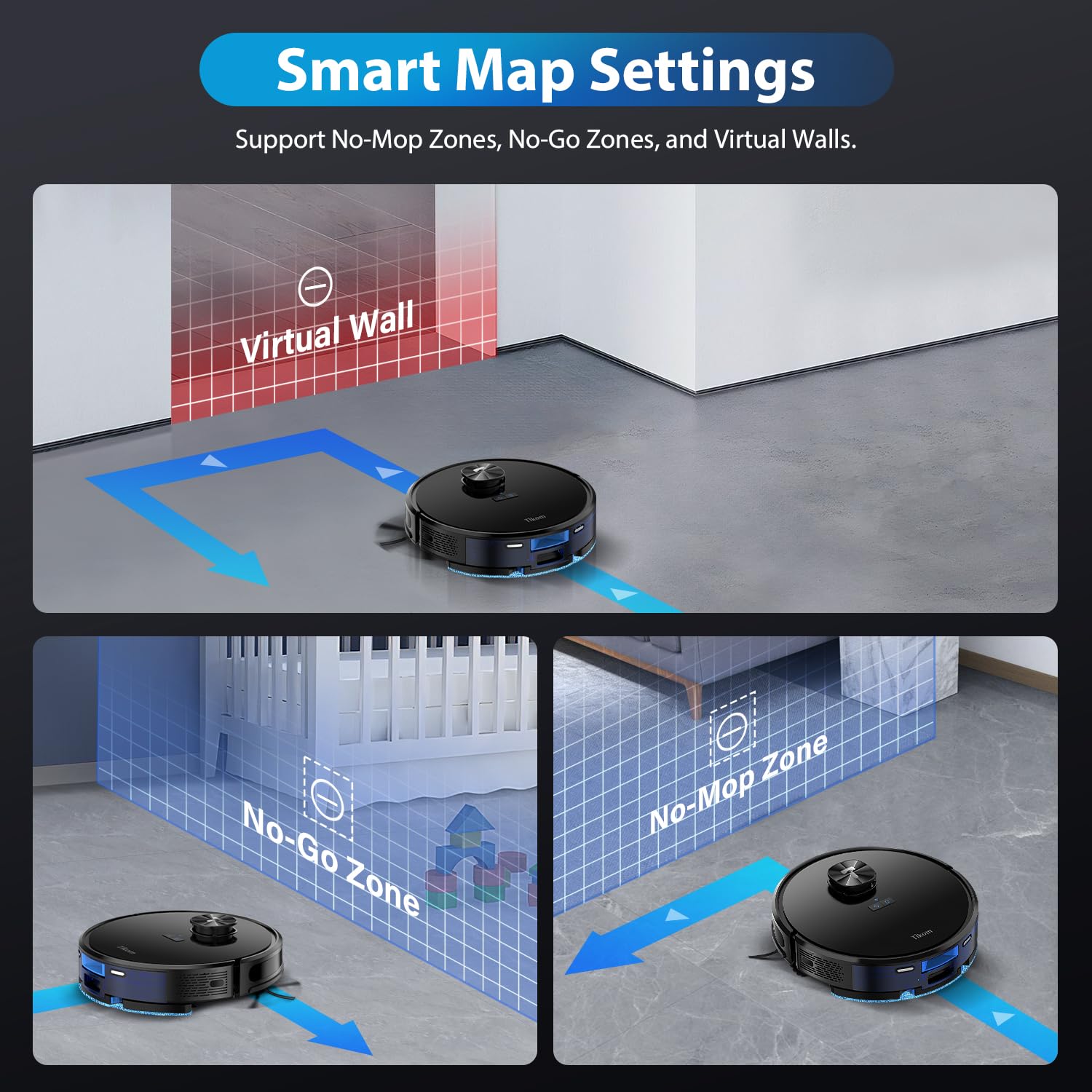 Tikom L9000 Plus Robot Vacuum and Mop Combo with Self-Emptying Base, 60-Day Dustbin Capacity, LiDAR Navigation & Smart Mapping, 4000Pa Strong Suction, 150 Mins Runtime, WiFi/App Control - Ideal for Pet Hair, Hardwood Floors & Carpets in Large Homes