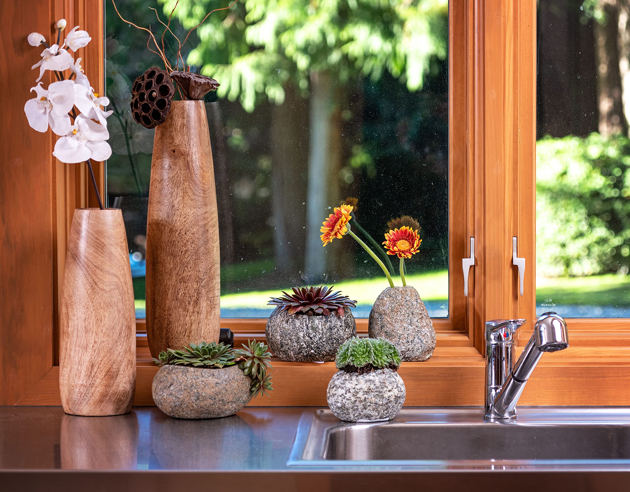 Natural Wood Vase - Handcrafted Small Wooden Vase for Home Decor, Wedding Centerpiece & Boho Style Room Decoration | Perfect for Flowers, Dried Arrangements & Tabletop Display