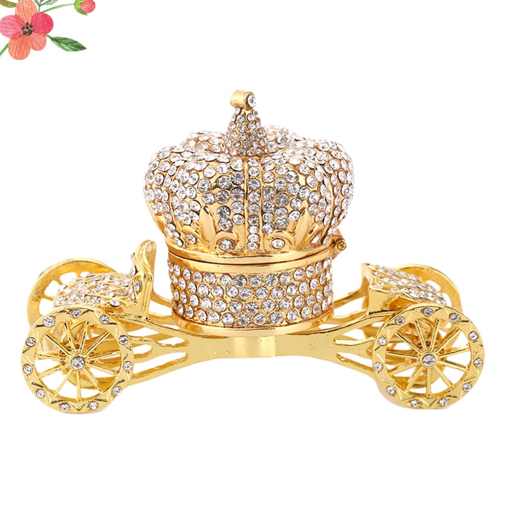 BESPORTBLE Rhinestone Jewelry Box - Crystal Pumpkin Carriage Trinket Box with Hinged Lid for Women & Girls | Elegant Jewelry Storage for Dresser, Vanity & Gift Giving