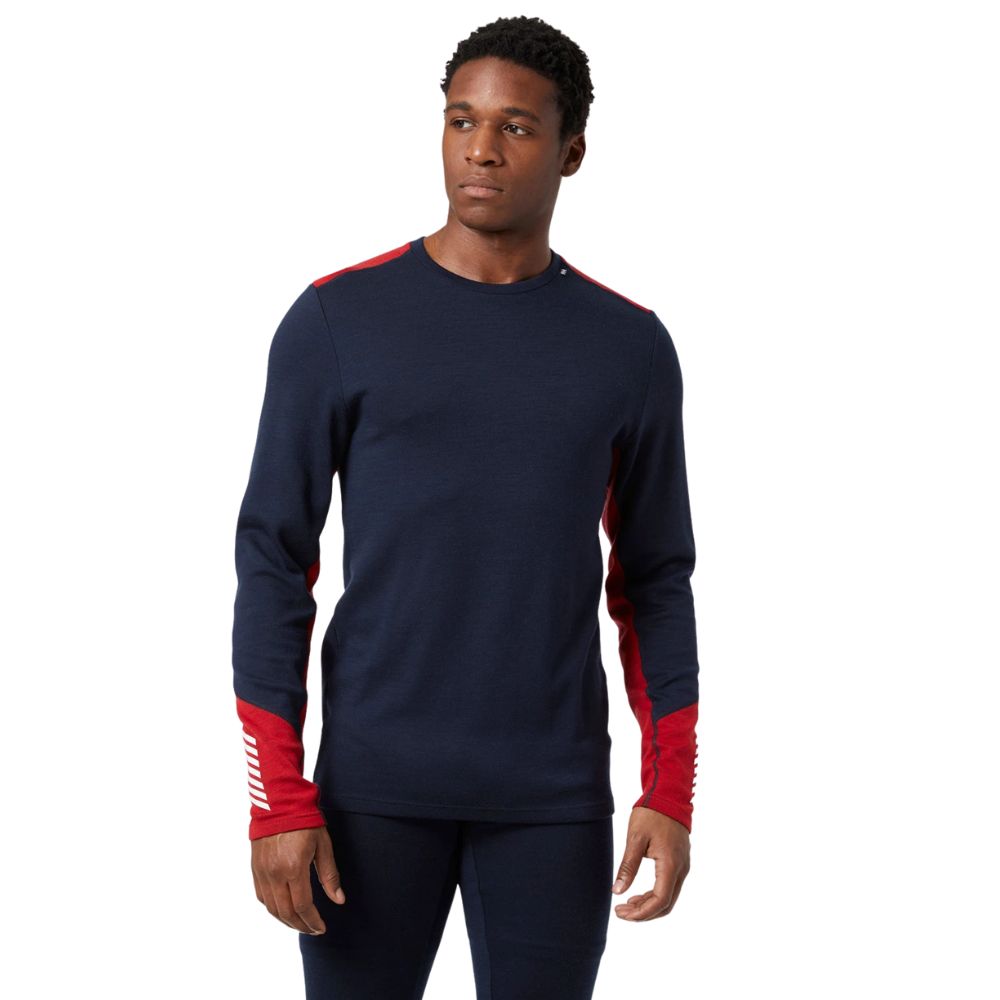 Helly Hansen Lifa Merino Midweight Ski Base Layer Top & Bottom Set - Thermal Underwear for Men & Women - Moisture Wicking Cold Weather Gear for Skiing, Snowboarding & Winter Sports (Navy Blue)