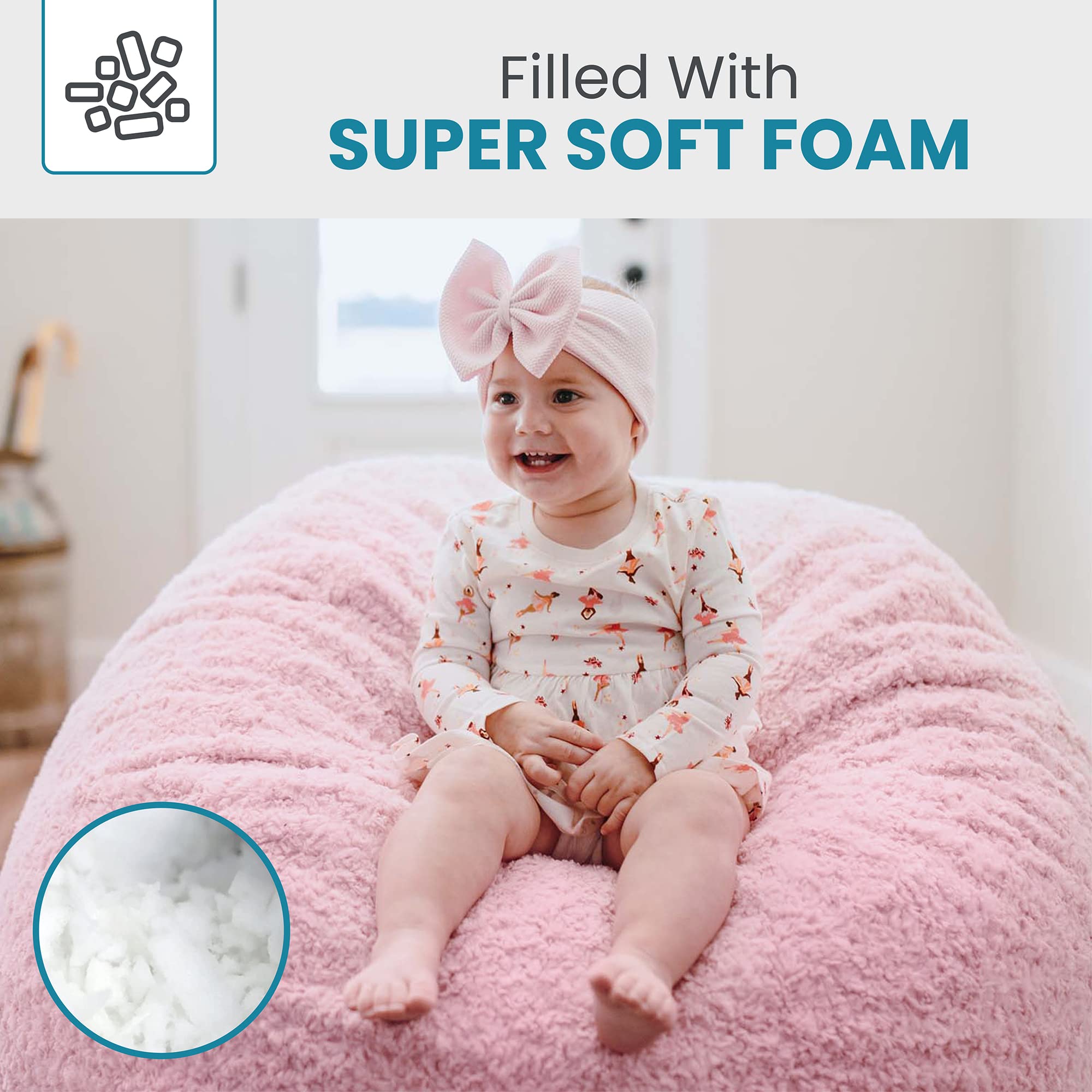 CordaRoy's Convertible Faux Fur Bean Bag Chair - Pink Youth Size | Foldable from Bean Bag to Lounger | As Seen on Shark Tank | Perfect for Kids' Rooms, Dorm Decor & Cozy Reading Nooks