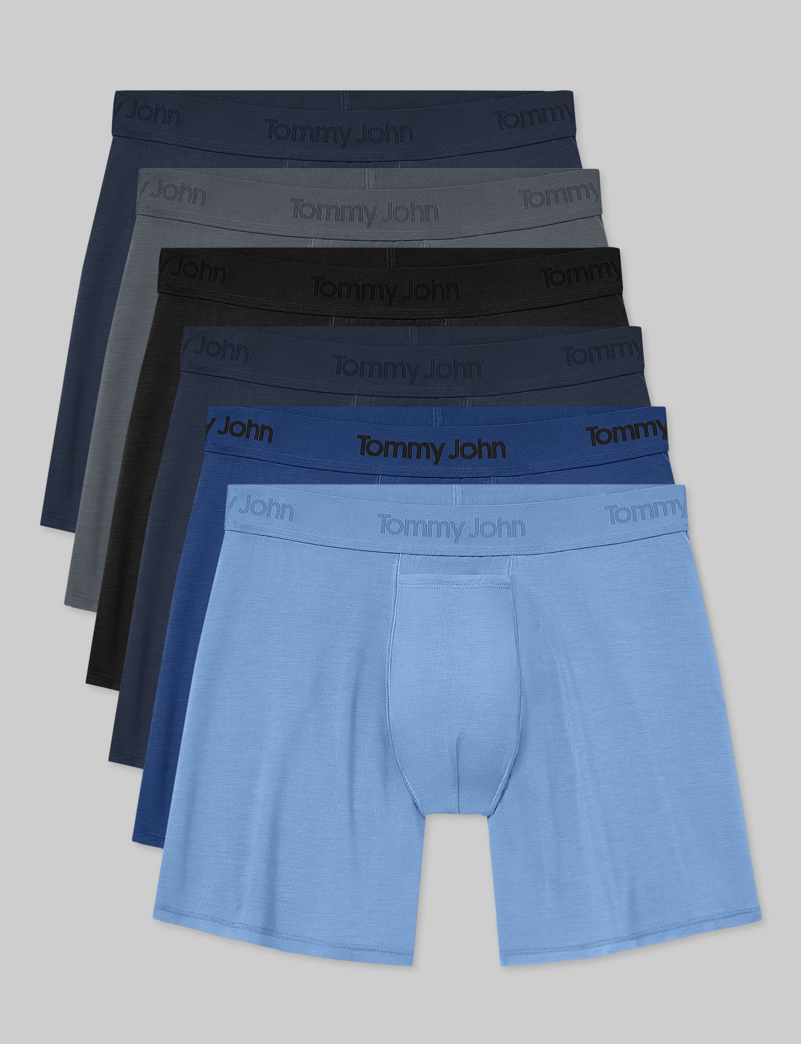 Second Skin Relaxed Fit Boxer Briefs - 6 Pack (Black, Gray, Navy) | Ultra Soft & Breathable Men's Underwear for All-Day Comfort | Perfect for Workout, Lounge & Sleep