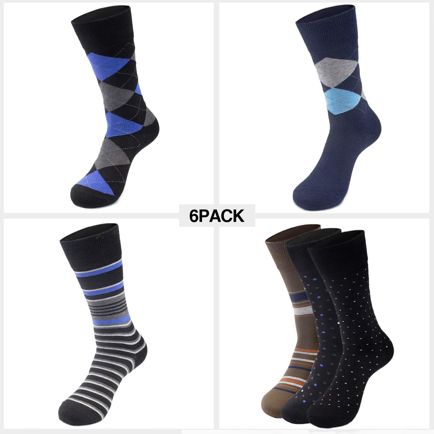 7DayOtter Men's Modal Cotton Odor-Resistant Business Crew Socks - Breathable Dress Socks with Fun Patterns for Office, Travel & Formal Occasions