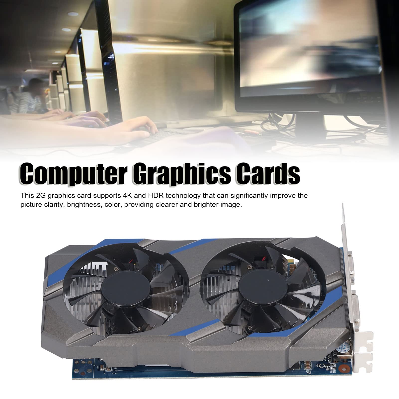 ASHATA GeForce GTX 750 Ti 2GB GDDR5 128Bit PCIe 3.0 Gaming Graphics Card with Dual Cooling Fans - DVI/VGA/HDMI Output, Low Noise PC Video Card for Gaming, Streaming & Home Theater PCs