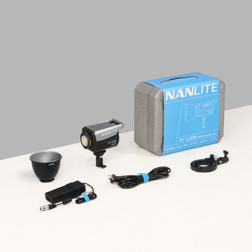 Nanlite FC 120B Bi-Color LED Spotlight - Professional Studio Lighting for Photography & Videography - Perfect for YouTube, Film Sets, and Live Streaming