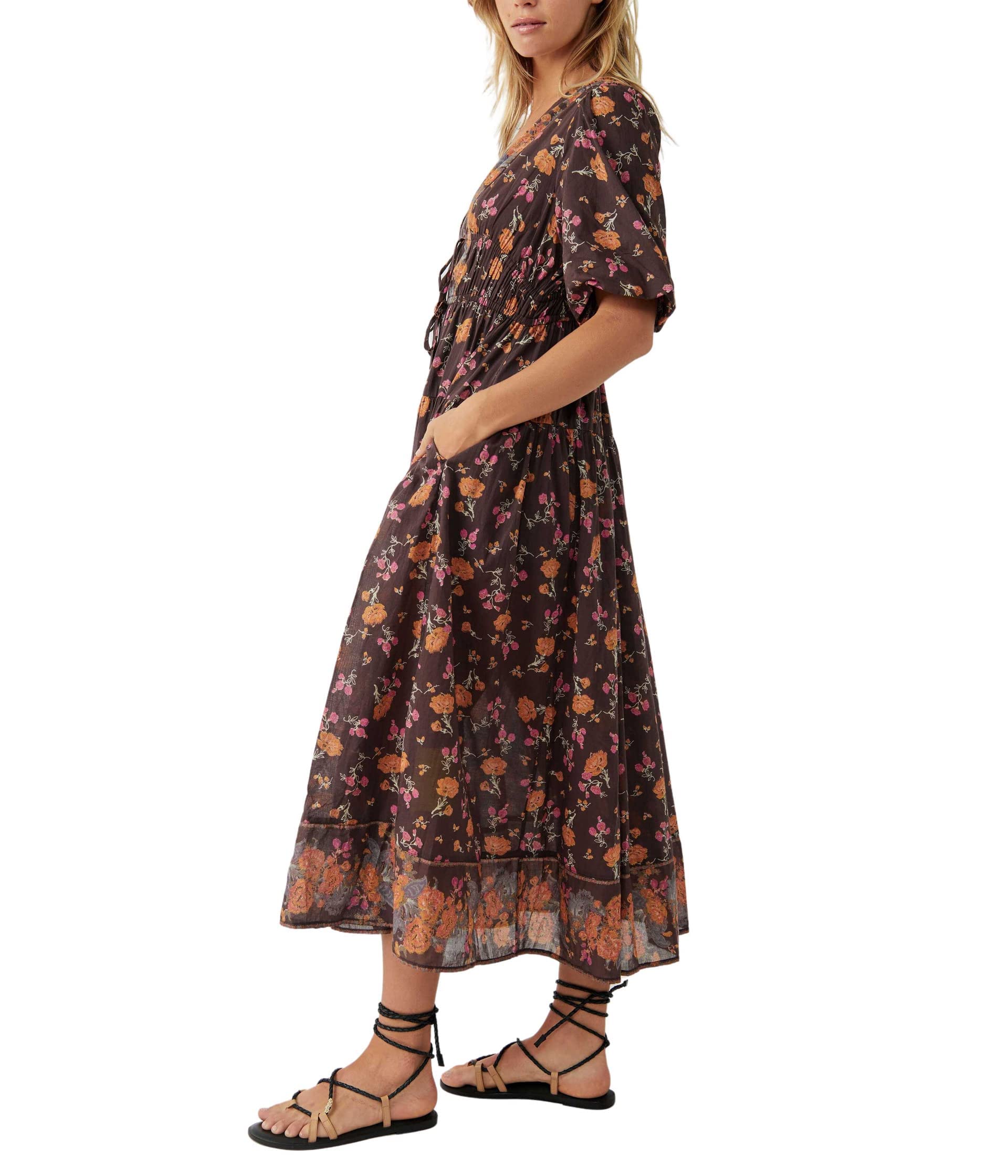 Free People Women's Lysette Maxi Dress - Flowy Bohemian Summer Dress with V-Neck & Long Sleeves | Perfect for Beach Vacations, Music Festivals & Date Nights