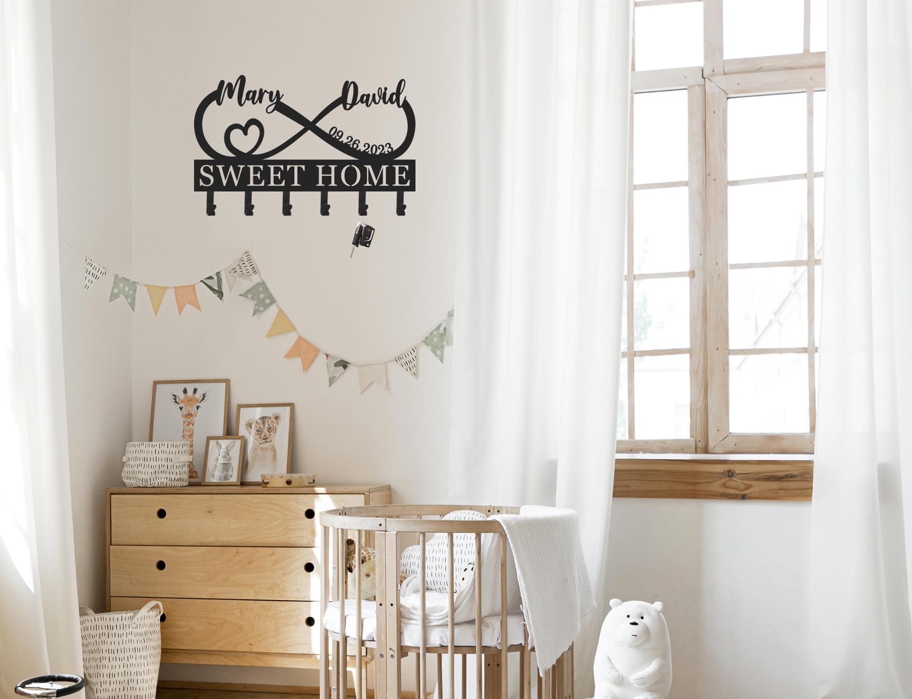 Personalized Metal Infinity Heart Key Holder Wall Hooks - Custom Name Key Rack & Coat Hanger - Perfect for Entryway, Bedroom, or Office Organization - Great Housewarming & Wedding Gift Idea