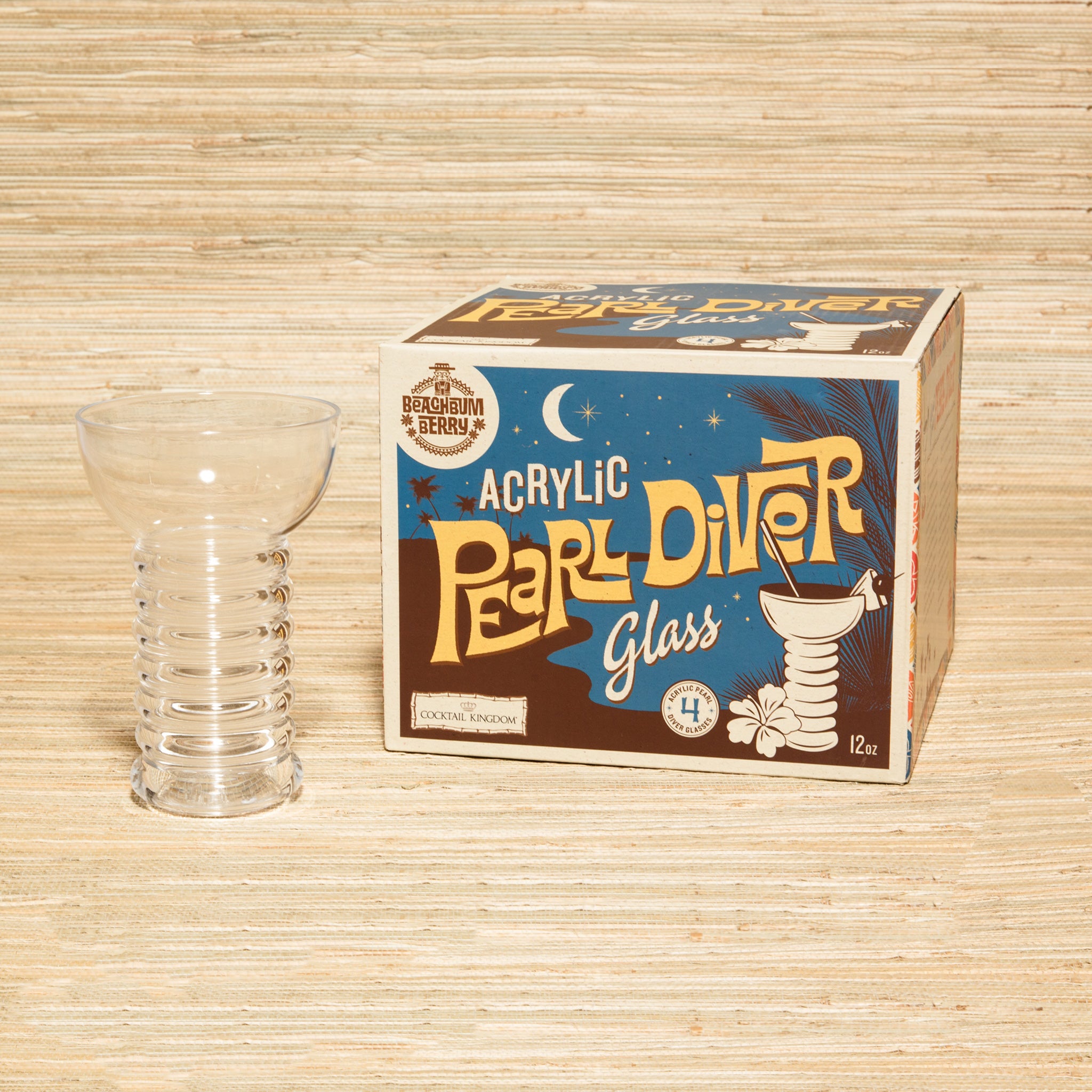 12oz (360ml) Acrylic Pearl Diver Glass Set of 4 - Clear Cocktail Cups for Mojitos, Margaritas & Tropical Drinks - Perfect for Beach Parties, Bars & Home Entertaining