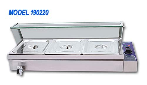 Commercial 110V Bain Marie Buffet Steam Table - 3 Pot Single-Row Food Warmer with Glass Shield for Restaurants, Catering & Buffets - Perfect for Keeping Dishes Warm at Events, Parties & Food Service Stations