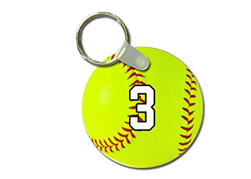 Customizable 2 Inch Metal Softball Keychain - Personalized Team Jersey & Player Number - Fully Assembled Sports Key Ring for Baseball Fans (Great for Gifts, Team Spirit & Game Day Accessories)