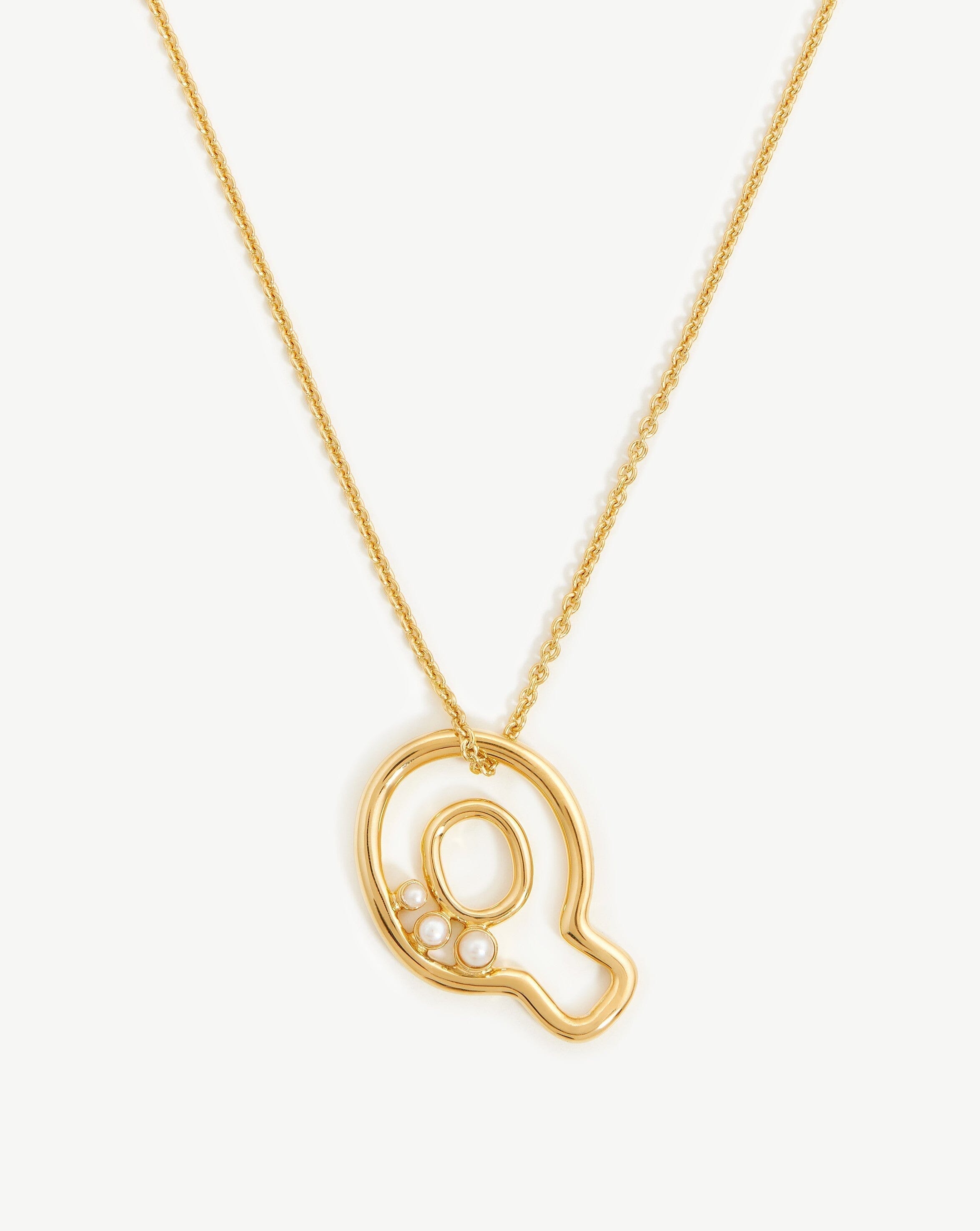 Chubby Pearl Initial Q Pendant Necklace - 18k Gold Vermeil & Freshwater Pearl Jewelry for Women - Perfect Gift for Birthday, Anniversary, and Everyday Elegance