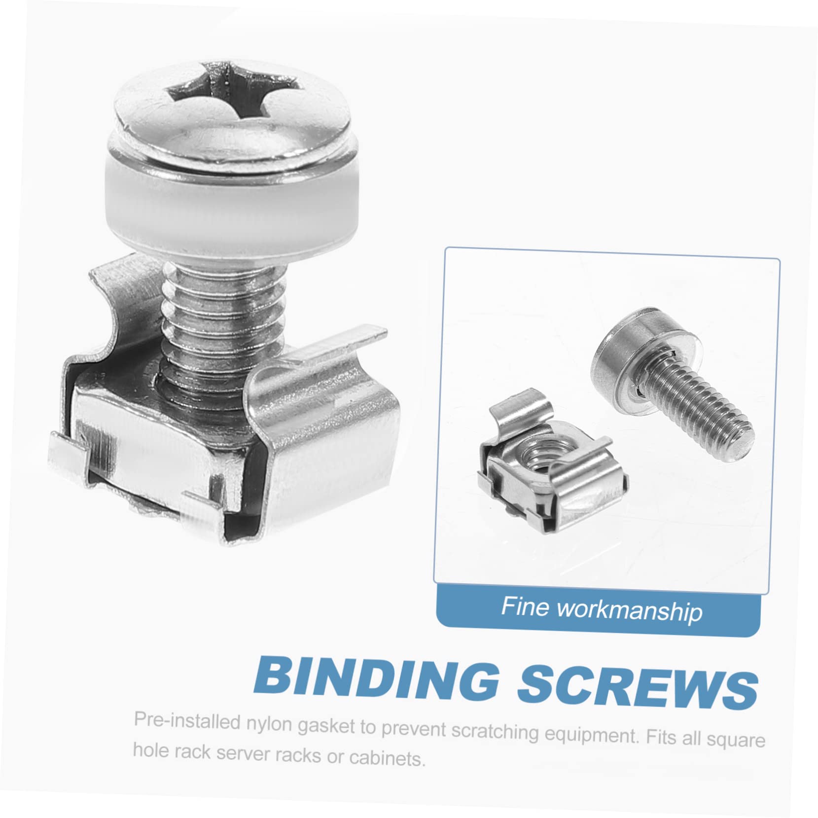 SOLUSTRE 48 Sets 304 Stainless Steel Rack Mount Nuts & Screws Kit - Computer Rack Cage Nuts, Server Shelf Hardware - Perfect for Data Center, Server Rack, Network Cabinet Installation