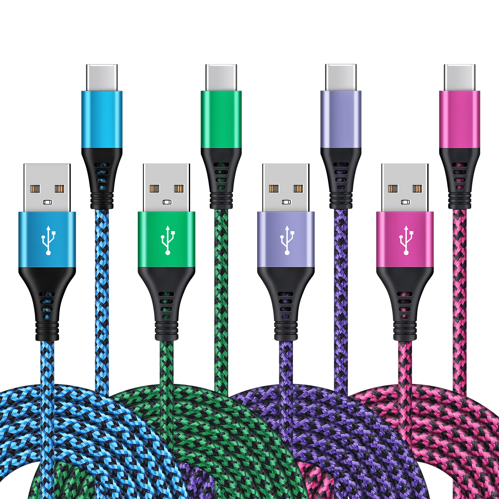 FiveBox 4-Pack 6ft Fast Charging USB Type C Cable - High Speed Charger Cord Compatible with iPhone 16/16 Pro/16 Pro Max/16 Plus, iPhone 15 Series, LG Stylo 4/5/6, LG G5-G8X & V20-V60 | Perfect for Home, Office & Travel Charging
