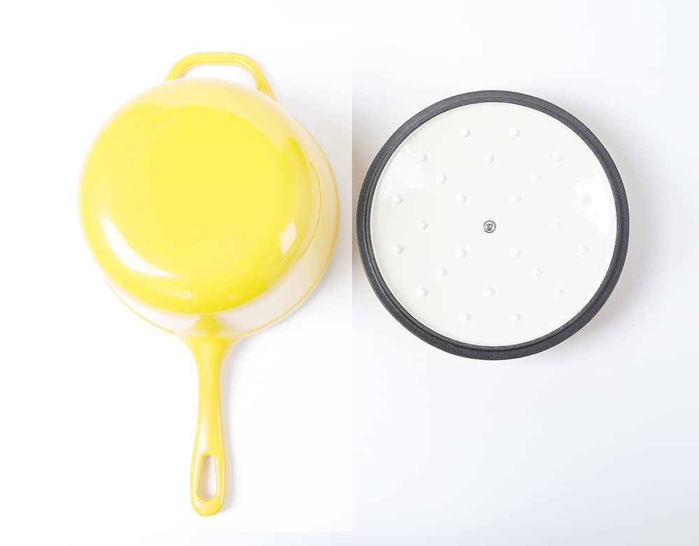 HAWOK 2.65-Quart Enameled Cast Iron Saucepan with Lid - Yellow Dutch Oven for Cooking, Baking & Serving - Perfect for Soups, Stews, Pasta & Casseroles