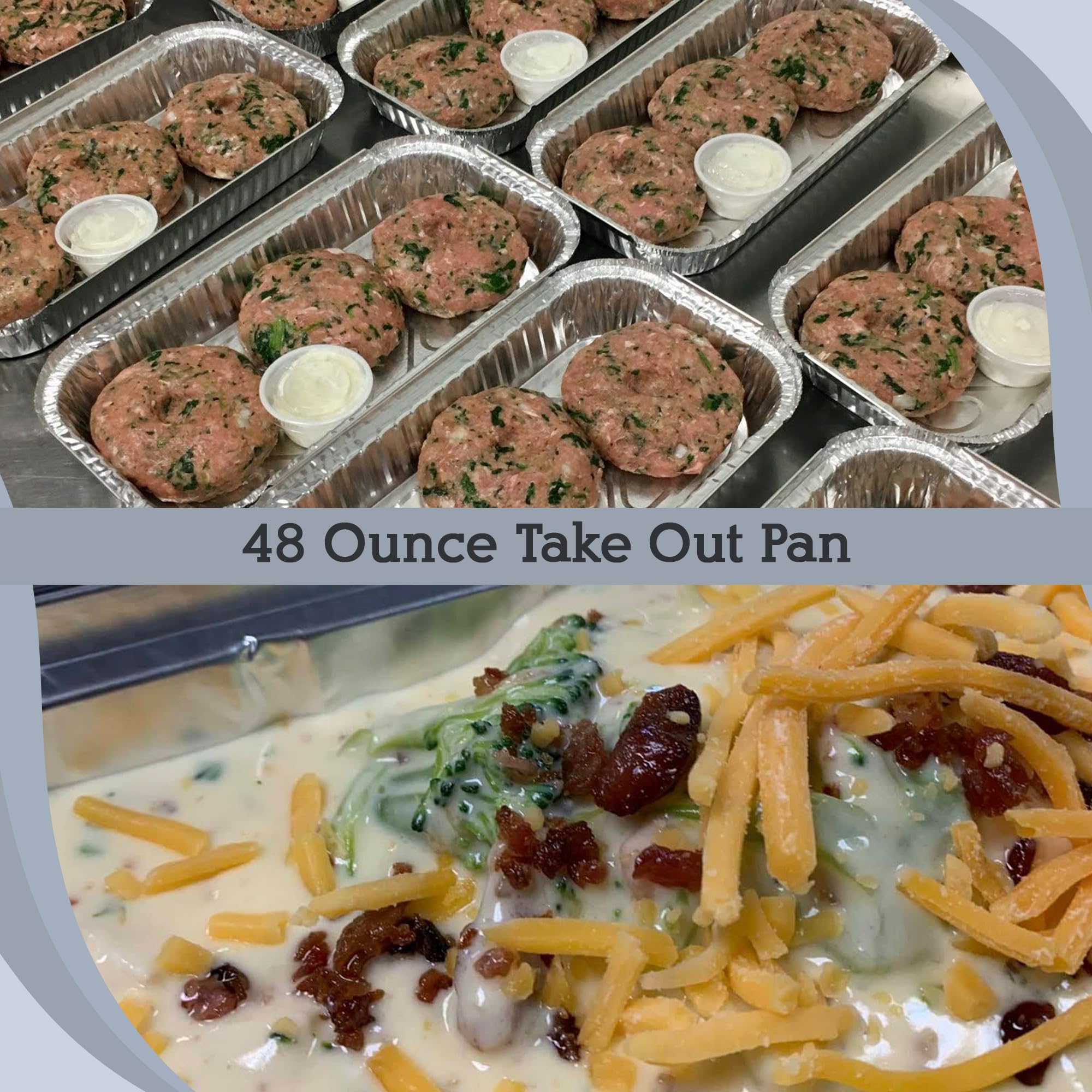 D&W Fine Pack 3 lb Disposable Aluminum Foil Pans with Board Lids - 48 Oz Oblong Food Storage Containers - 250 Pack for Baking, Meal Prep, Catering & Party Serving