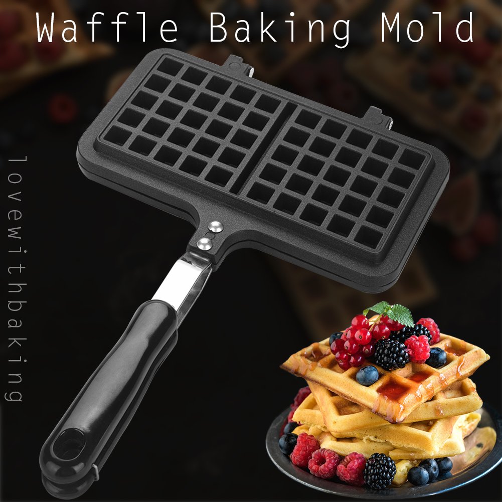Mini Waffle Maker & Non-Stick Baking Pan - Dual Head Waffle Iron for Hash Browns, Breakfast Sandwiches & Desserts - Perfect for Home, Camping & Quick Breakfasts