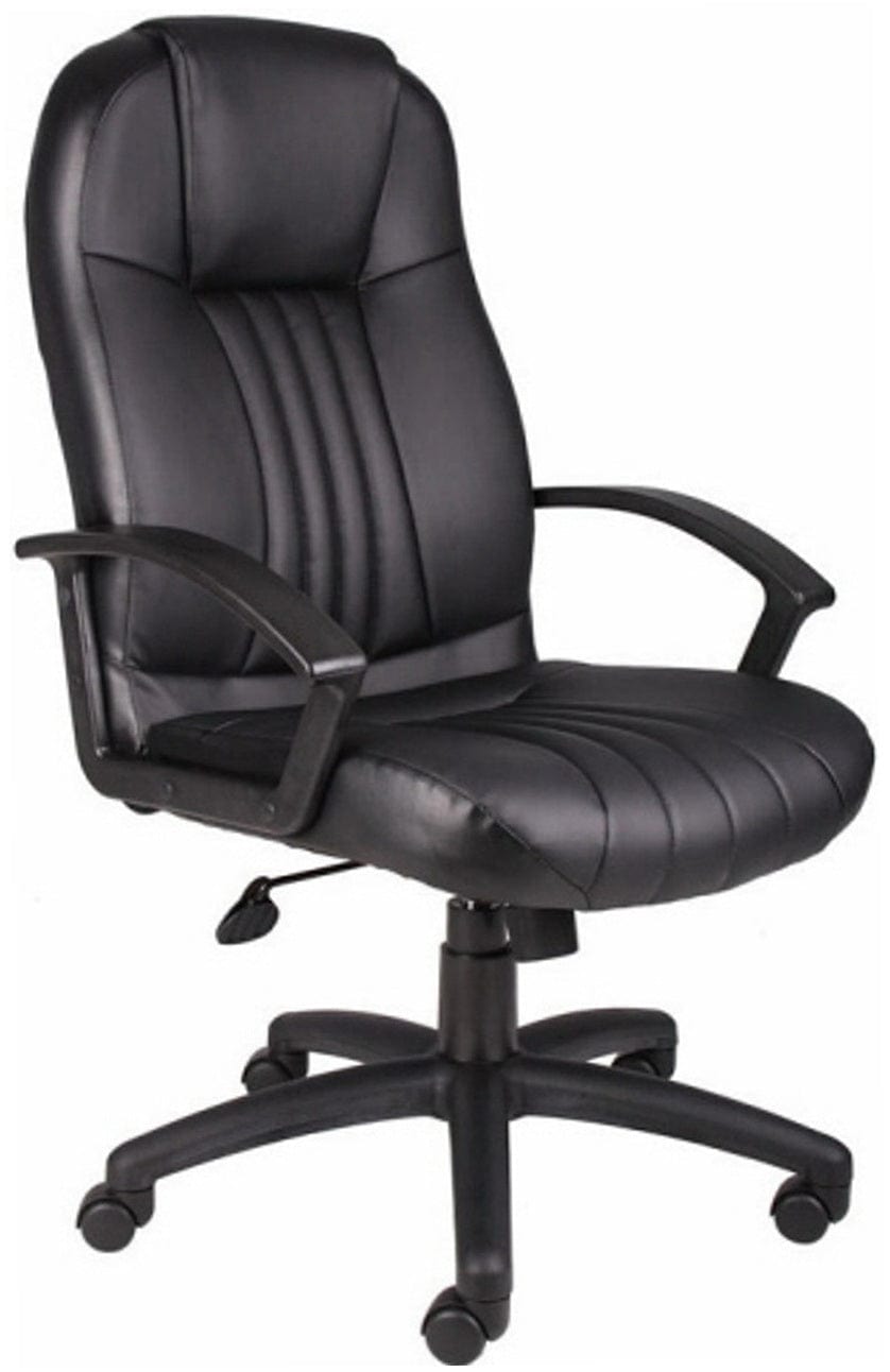 Premium Boss Contoured Leather Executive Office Chair [B7641] - Ergonomic High Back Desk Chair for Home & Business Use, Perfect for Long Work Hours & Conference Rooms