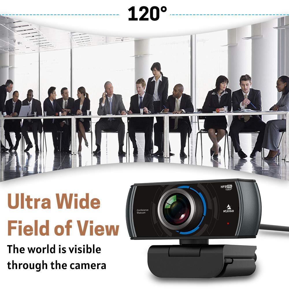 NexiGo N980P 1080P 60FPS Webcam with Built-in Dual Microphones - HD USB Computer Camera for PC, Mac, Laptop - 120° Wide Angle for Zoom, Skype, FaceTime, Microsoft Teams - Noise Reduction & Plug-and-Play (Renewed) - Perfect for Remote Work, Online Classes & Video Conferencing