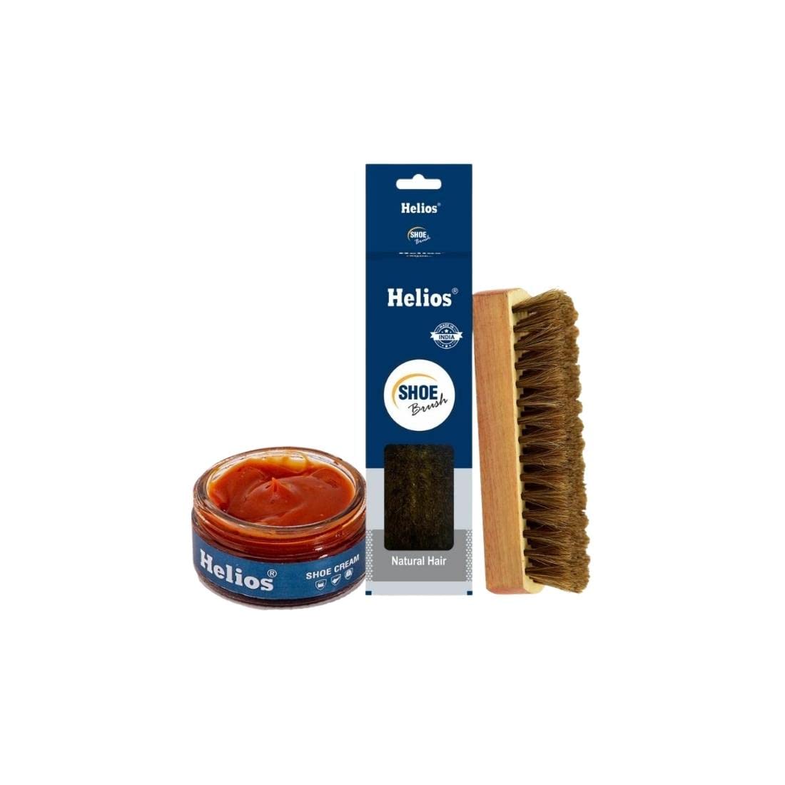 Premium Helios Leather Shoe Polish Cream in Glass Jar with Applicator & Brush - Classic Shoe Care for Nourishment & Shine | Perfect for Dress Shoes, Boots & Leather Accessories