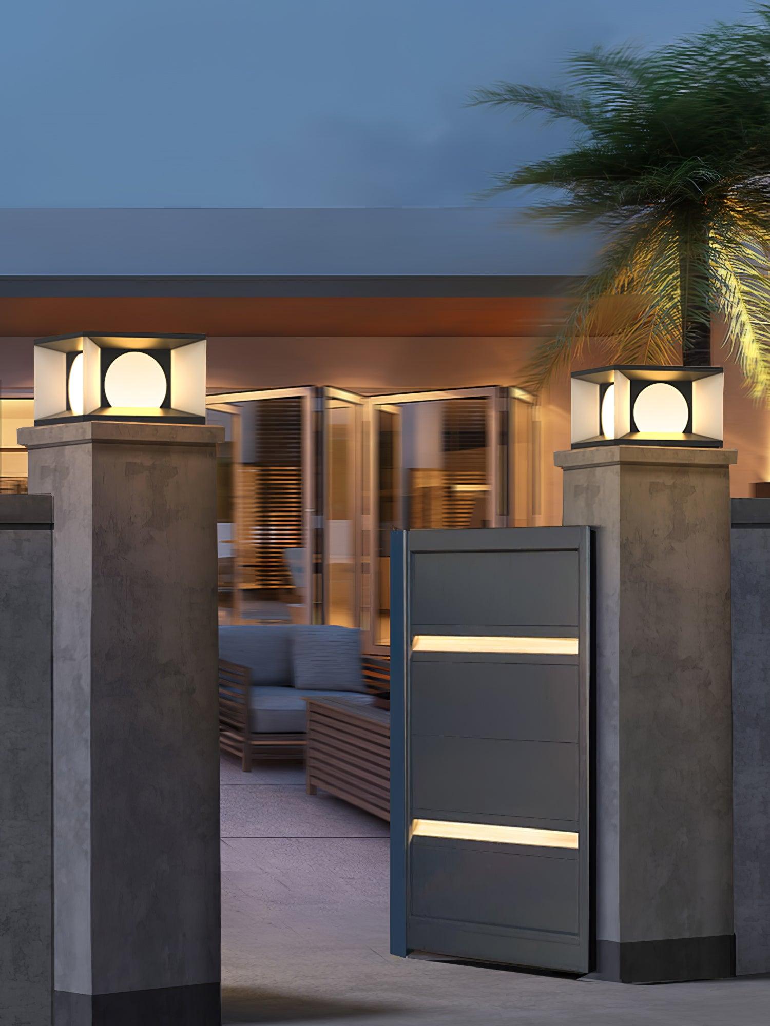 Eclipse Cube Outdoor Post Light - Modern LED Wall Sconce for Porch, Patio, Garden & Driveway Lighting - Waterproof & Energy Efficient Exterior Light Fixture