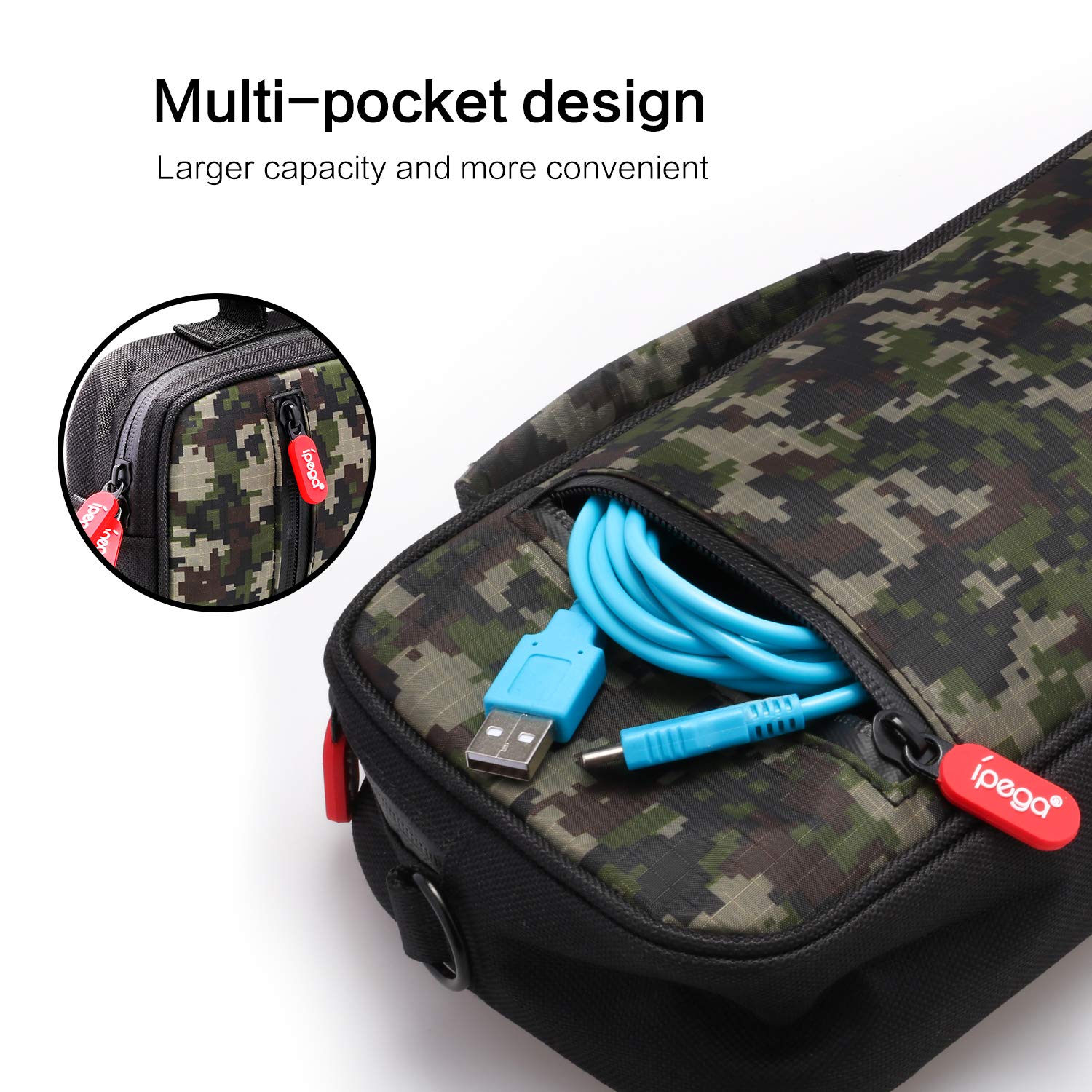 Premium Nintendo Switch Carrying Case - Large Capacity Travel Storage Bag for Nintendo Switch, Switch Lite & Accessories with Adjustable Shoulder Strap | Crossbody & Shoulder Bag for Gaming, Travel & Daily Commute