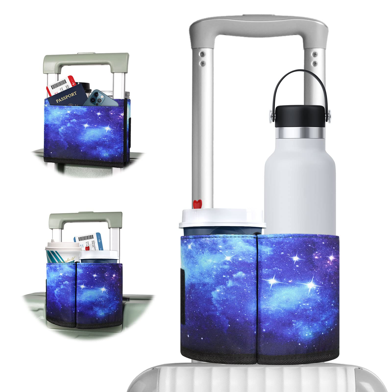 ACdream Luggage Cup Holder - Portable Suitcase Drink Carrier for Travel, Free Hands Water & Coffee Caddy - Perfect Flight Attendant Gift & Airplane Travel Accessories (Blue Sky) - Ideal for Airports, Commuting and Business Trips