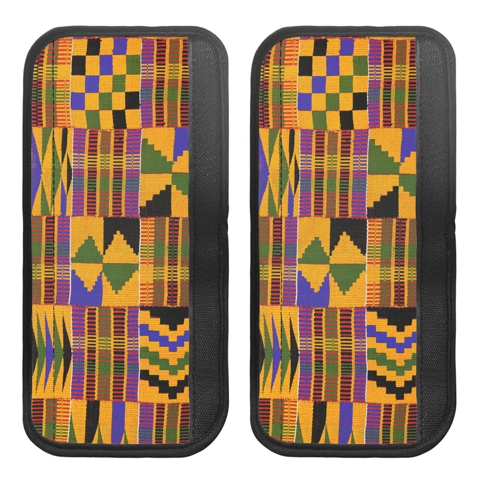 SEANATIVE African Kente Print Refrigerator Handle Covers - Set of 2, Microwave & Dishwasher Armrest Protectors, Ethnic Style Fabric for Kitchen Appliances - Perfect for Home Decor & Cultural Style Kitchens