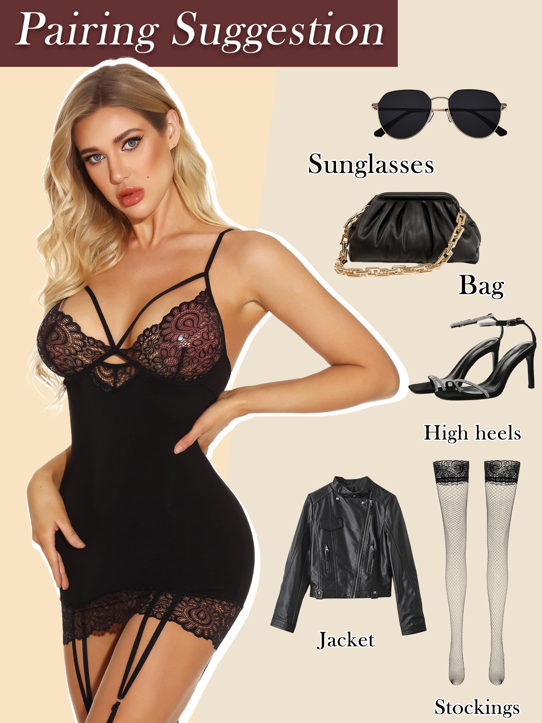 Sheer Lace Teddy Bodysuit with Garter Belt - Sexy See-Through Lingerie for Women | Perfect for Valentine's Day, Bridal Shower & Romantic Nights