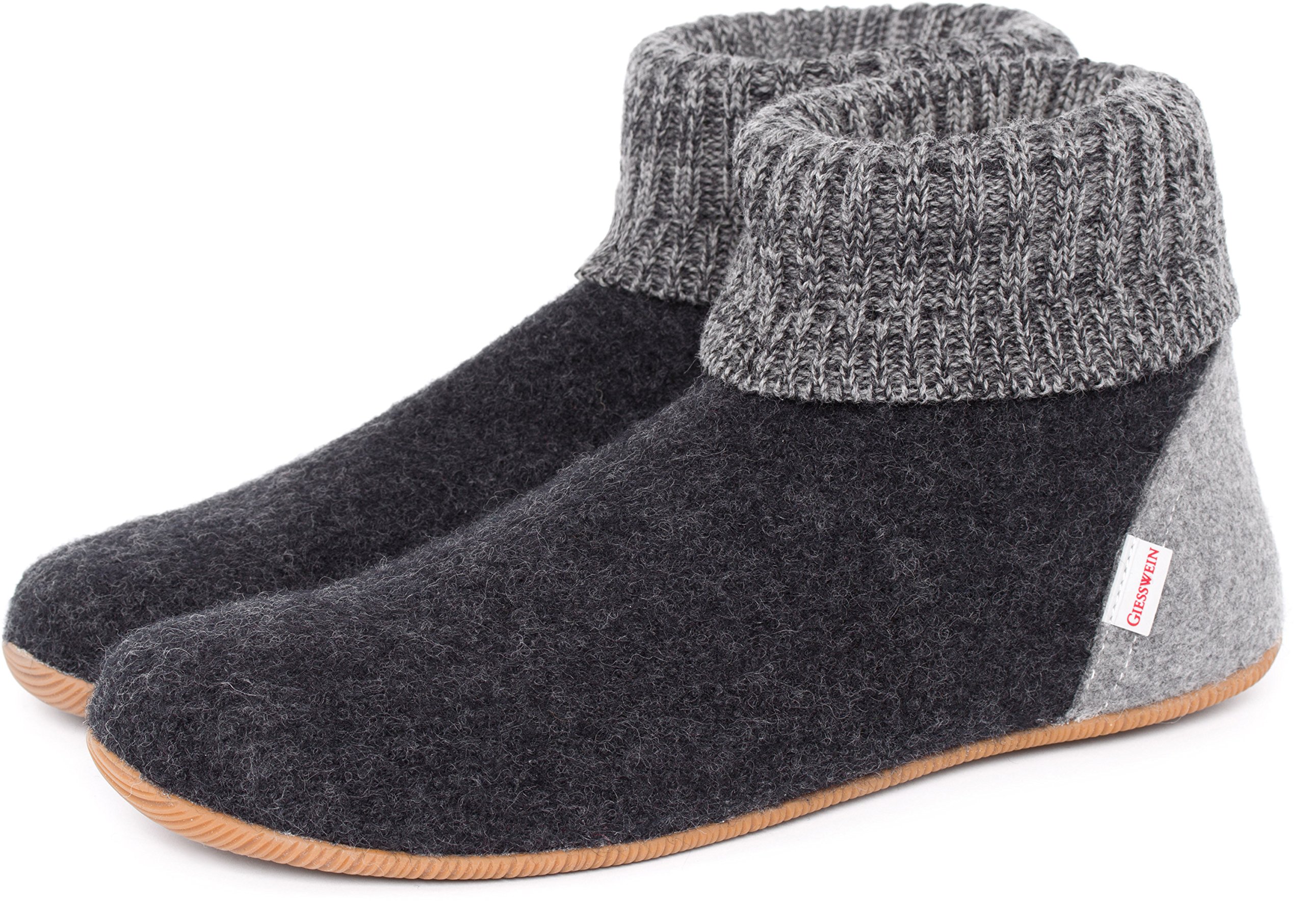 Giesswein Women's Wildpoldsried Hi-Top Slippers - Cozy Grey (Anthrazit) Wool Shoes, Size 7.5 UK - Perfect for Indoor Comfort & Winter Warmth at Home