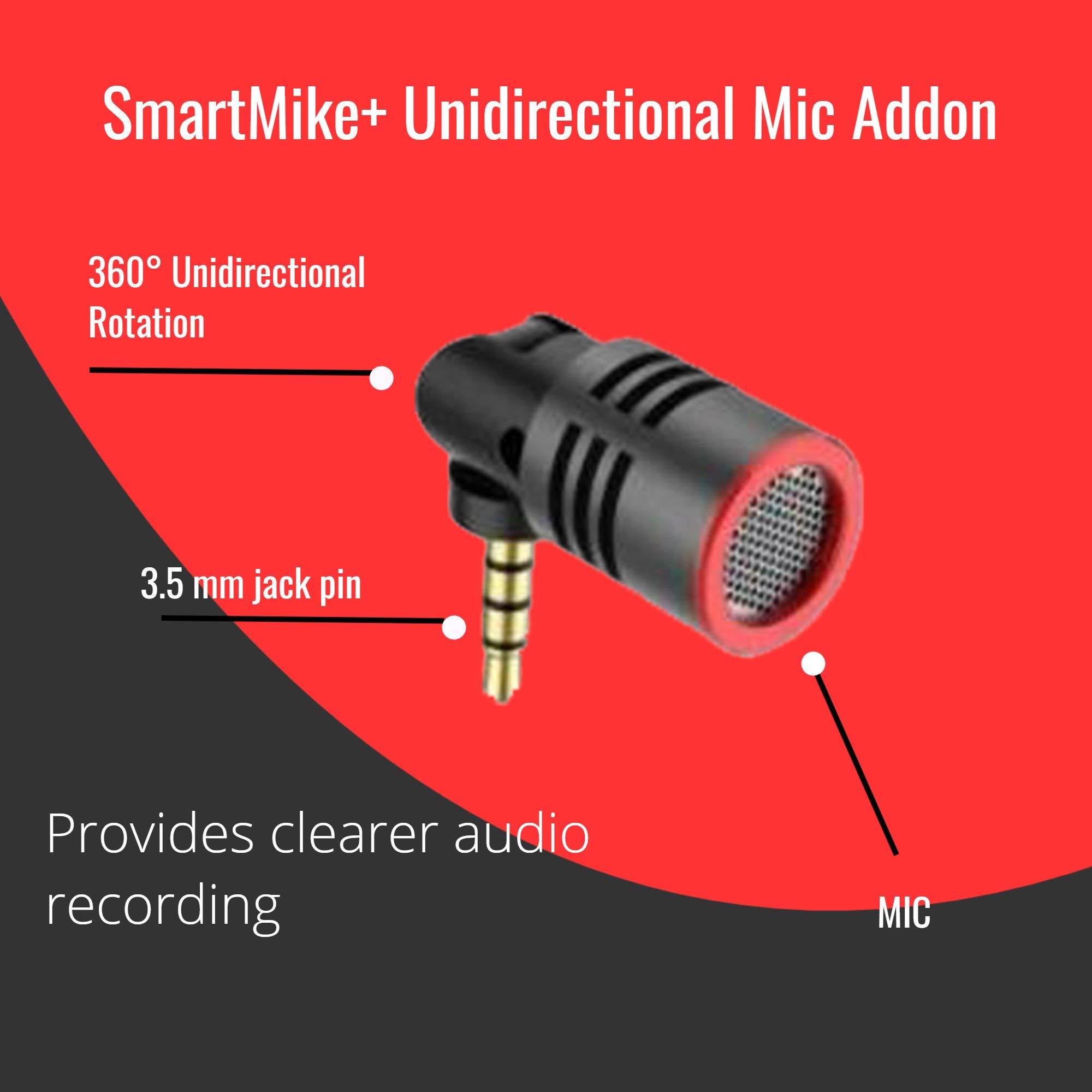 SabineTek SmartMike+ Wireless Bluetooth Microphone with Unidirectional Mic - Rechargeable, Noise Cancelling, Hands-Free for GoPro, Canon Camera, iPhone & Android - Perfect for Vlogging, Live Streaming & Interviews (Black, 2 Pack)