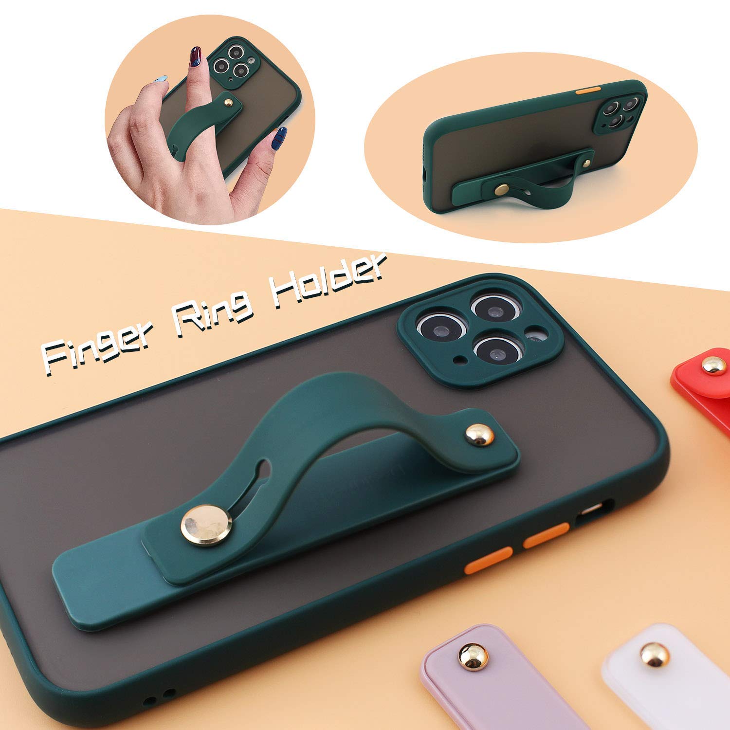 Yetaida Removable & Reusable Silicone Phone Grip Strap - Universal Finger Loop Kickstand Holder for iPhone, Samsung & Most Smartphones (White) - Perfect for Gaming, Video Calls & One-Handed Use