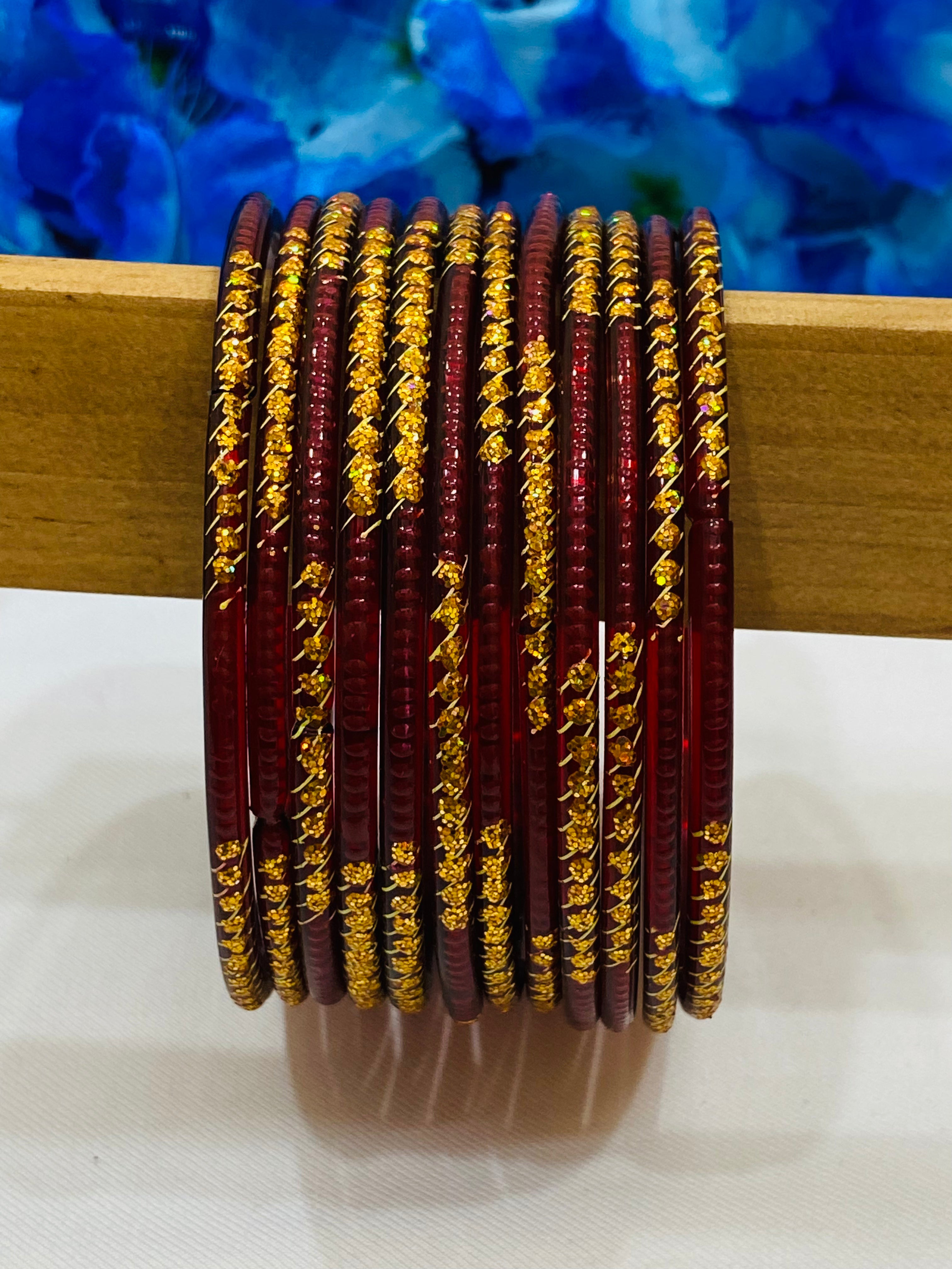 Elegant Maroon Glass Bangles for Women - Traditional Indian Handmade Jewelry - Perfect for Weddings, Parties & Ethnic Fashion