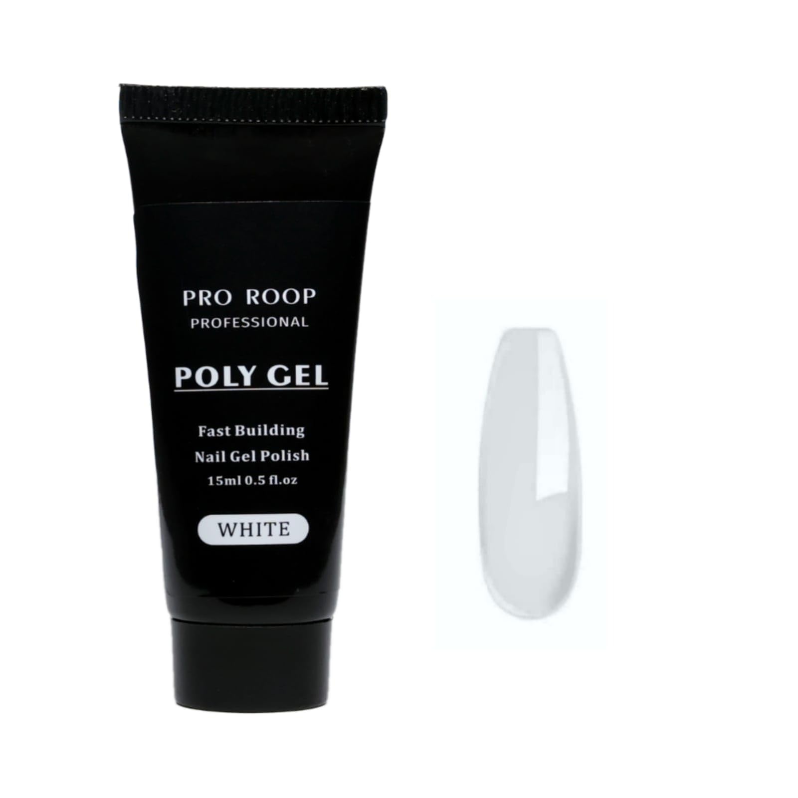Proroop Poly Extension Gel for Nails - 15ml/0.5 fl.oz Builder Gel for Trendy Nail Art & Salon Extensions - Easy DIY at Home Nail Polish Kit - Perfect Gift for Women (White) - Ideal for Professional Salons & Home Manicures