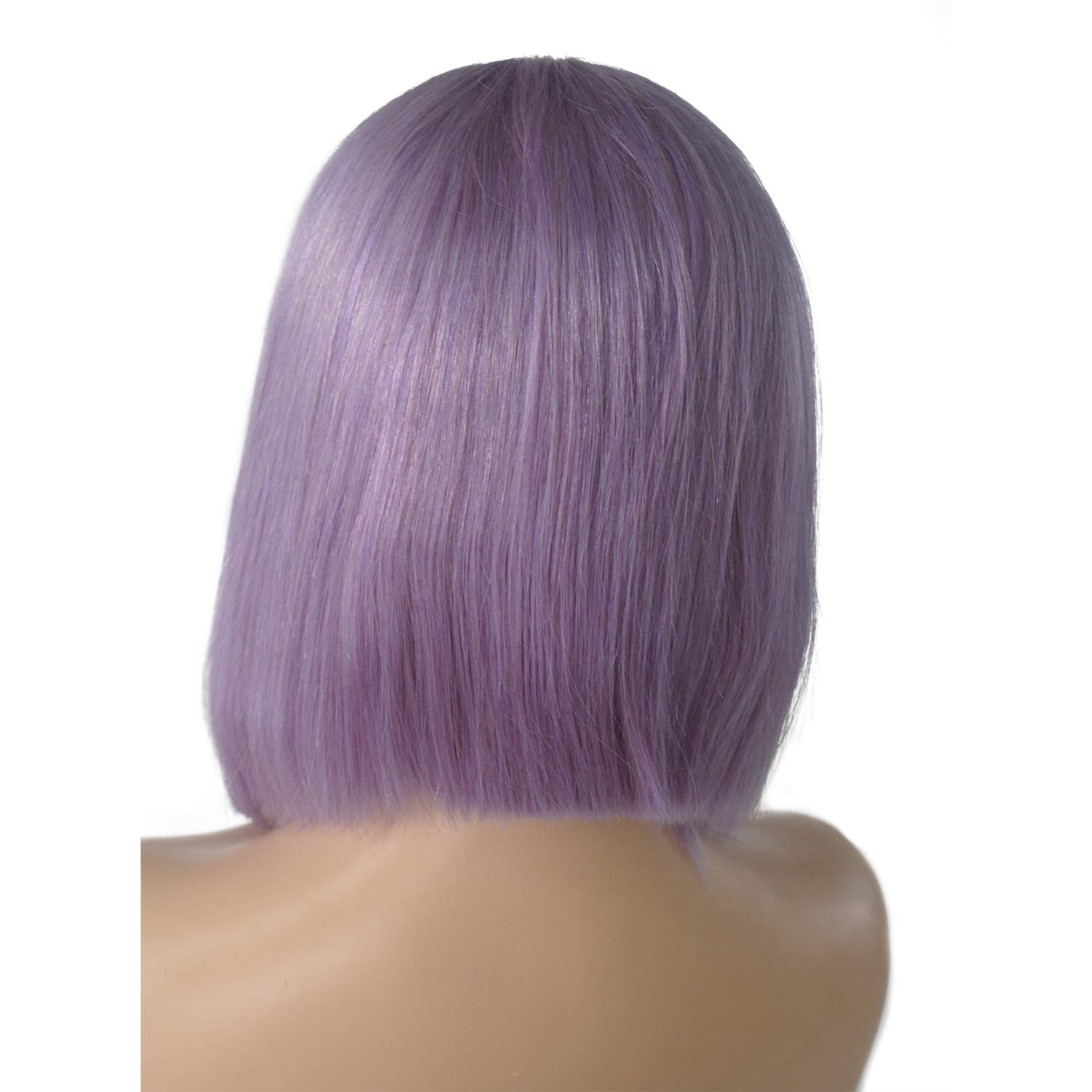 Brazilian Virgin Human Hair Bob Wigs for Women - 14 Inch Straight Purple Bob Wig with 180% Density, Middle Part, Non-Lace Frontal, Machine Made (Lilac) | Perfect for Cosplay, Daily Wear & Special Occasions