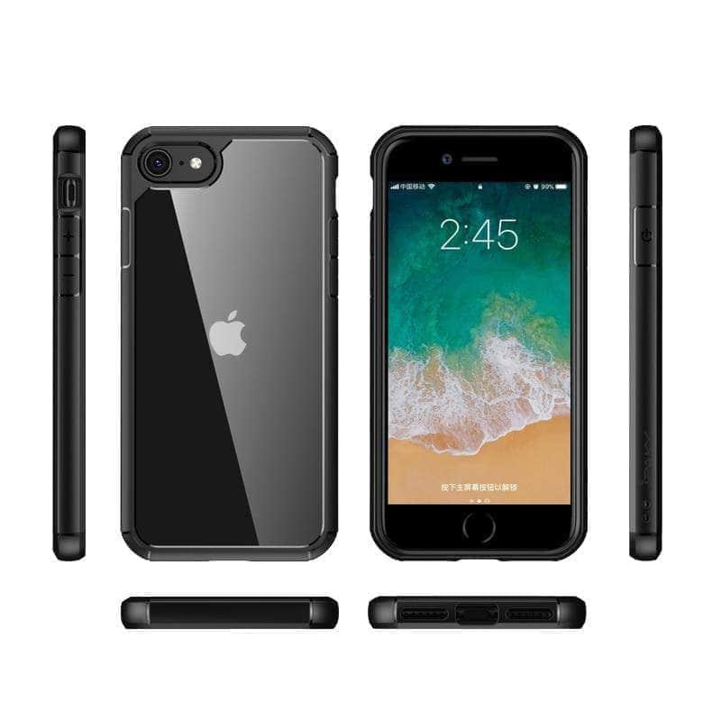 Shockproof iPhone SE 2020 Case - Clear Hard PC Back & Soft TPU Bumper - Protective Cover for Everyday Use, Travel, and Outdoor Activities