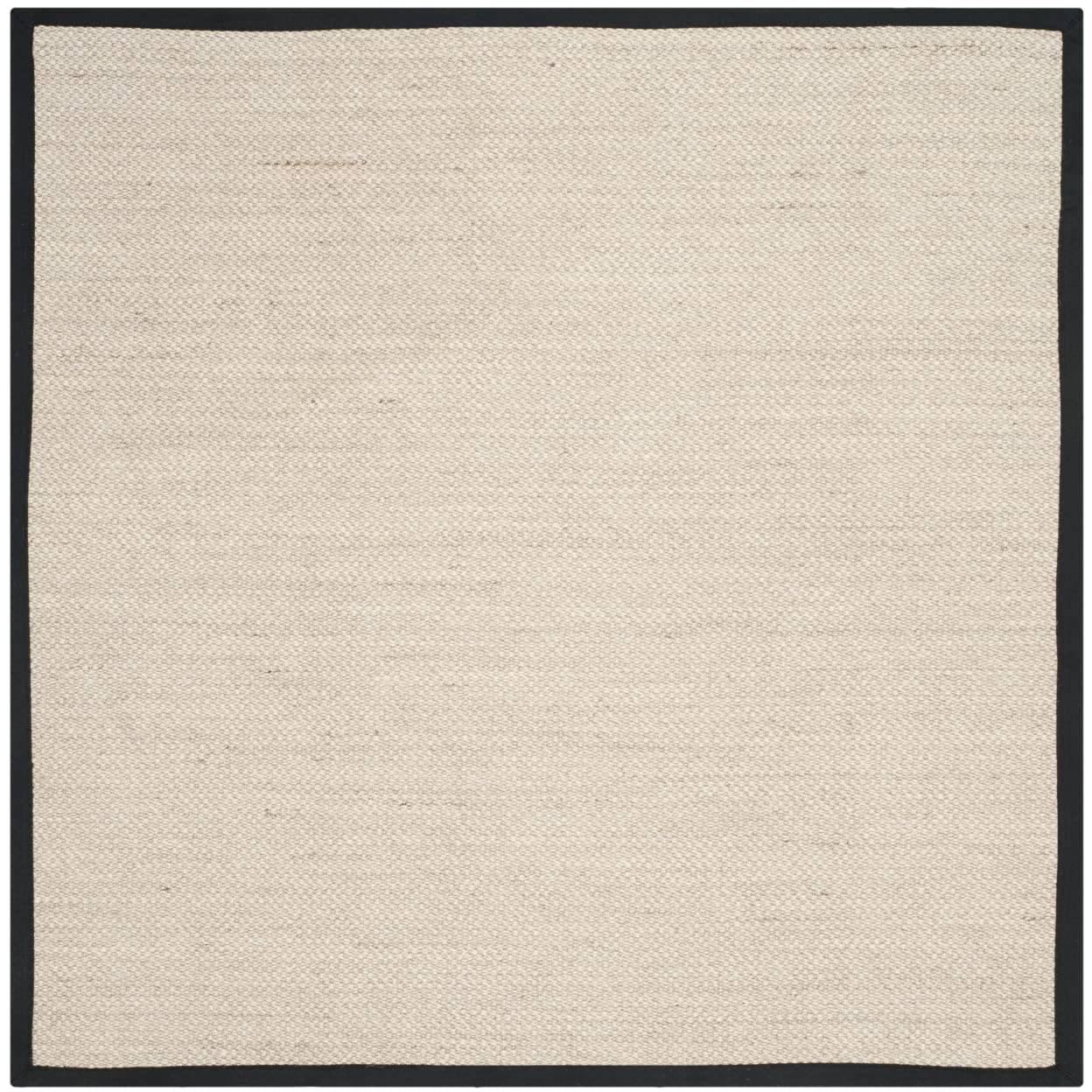 SAFAVIEH Natural Fiber Collection 10' x 10' Square Area Rug - Marble & Black Sisal Border Design | Easy Care & Durable | Perfect for High Traffic Living Room, Bedroom, Office & Entryway | NF143A