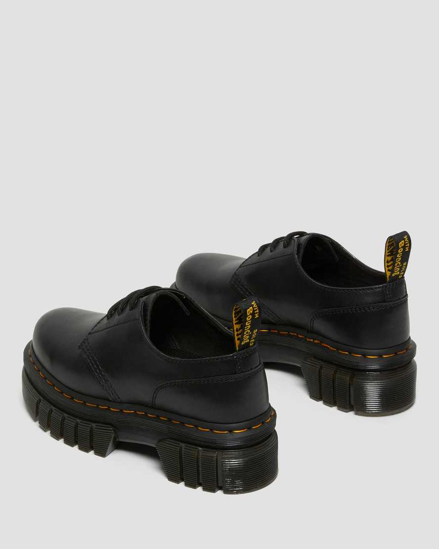 AUDRICK Black Nappa Leather Platform Shoes for Women - 3 Eye Chunky Heel Boots for Fashion & Comfort | Perfect for Casual Outfits, Parties & Night Out