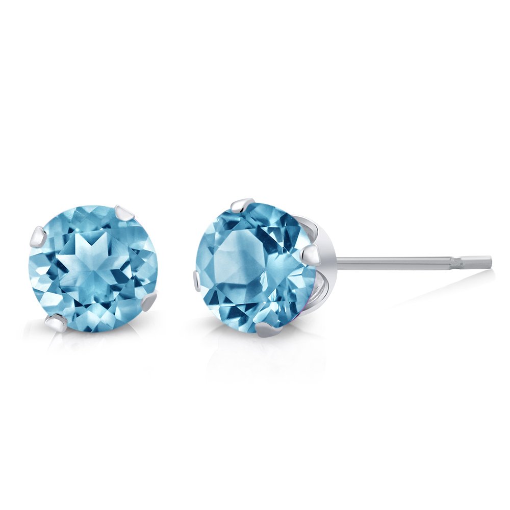 Gem Stone King 925 Sterling Silver 4mm Purple Amethyst & Blue Topaz Stud Earrings Set for Women & Men - Perfect for Everyday Wear, Gifts & Special Occasions