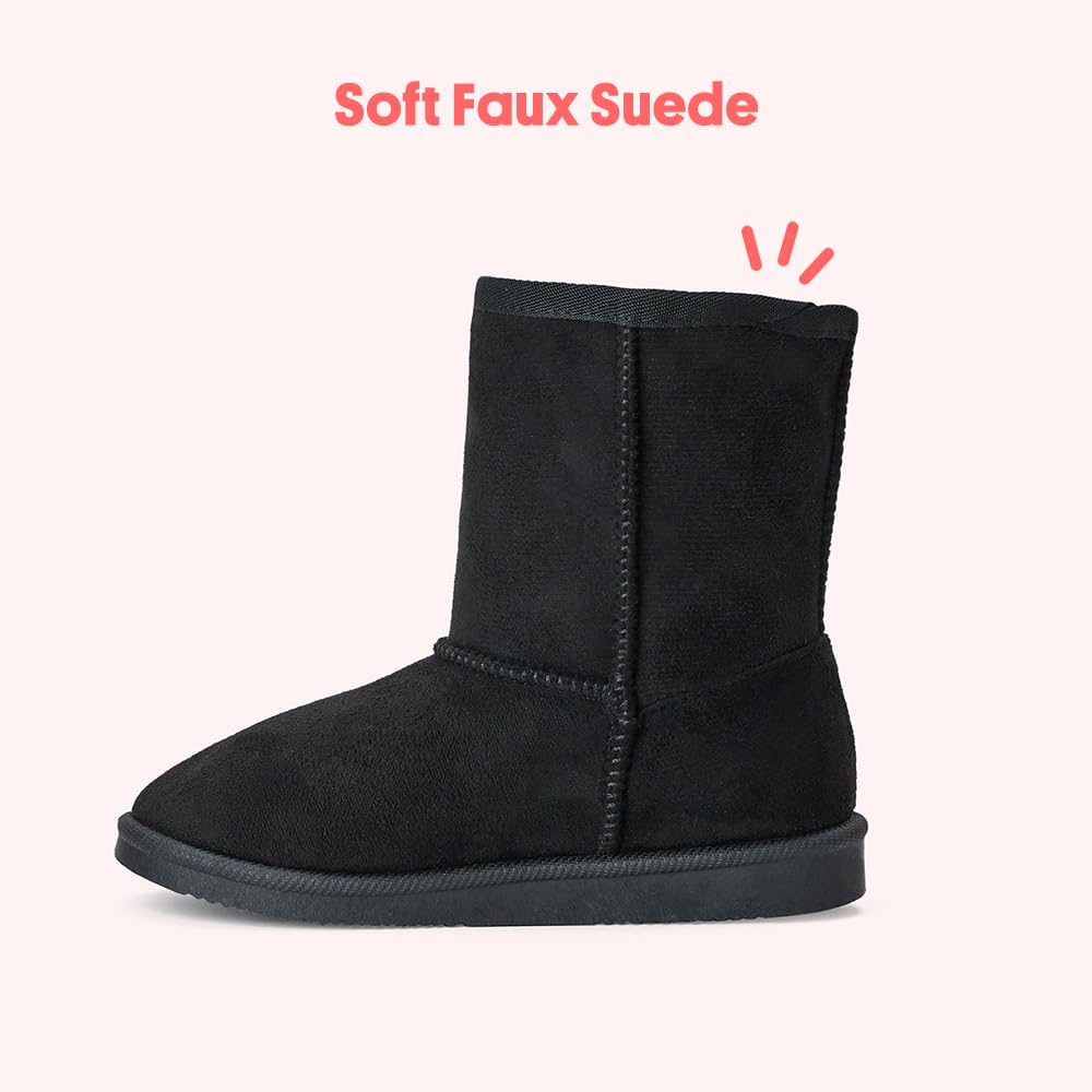 FabKids Girls Winter Mid Calf Snow Boots - Warm Faux Fur Lined Non-Slip Waterproof Boots for Toddler, Little & Big Kids | Perfect for Snow Play, School & Outdoor Winter Activities