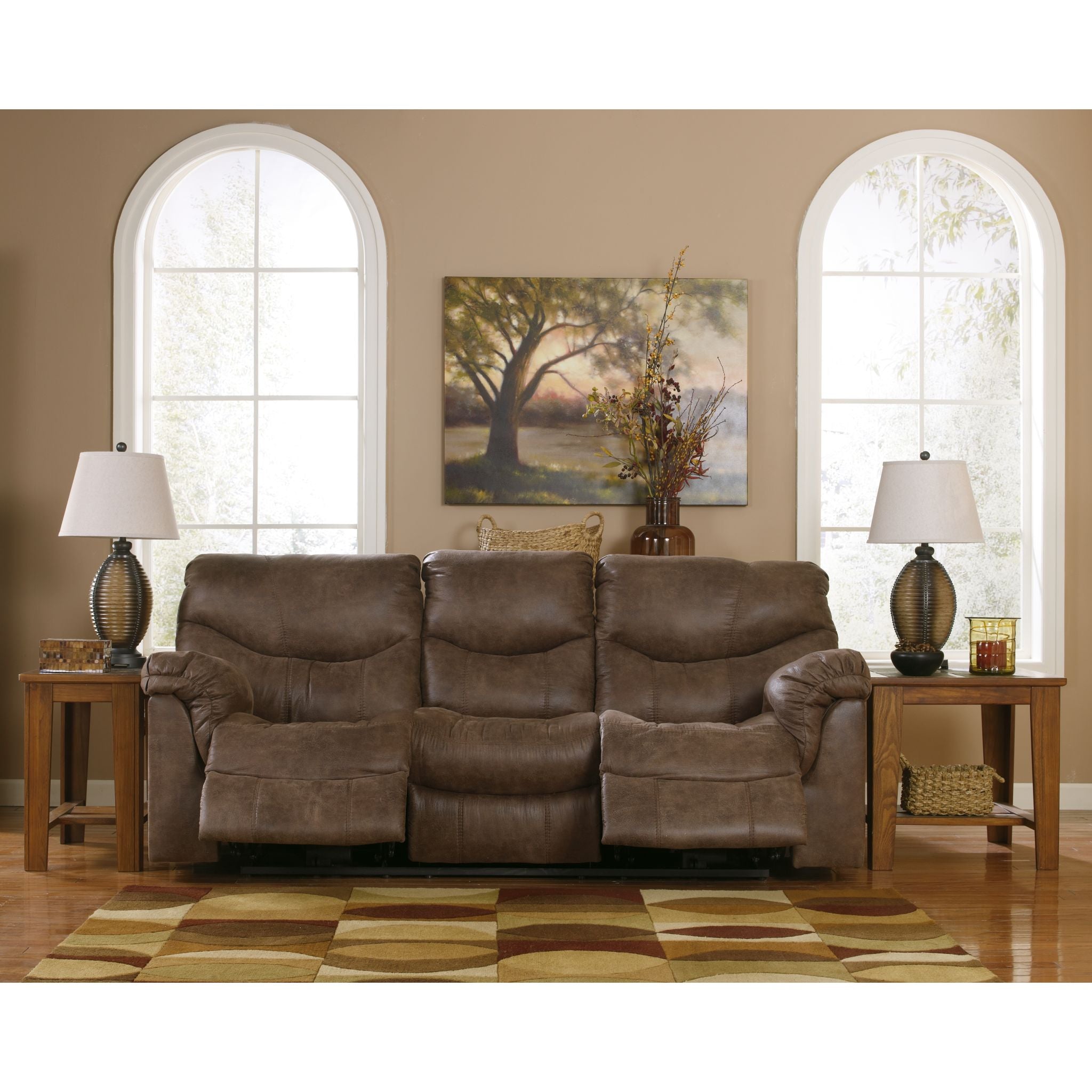 Alzena Reclining Sofa - Modern Linen Fabric Sectional Couch with Adjustable Headrest and Lumbar Support (Gunsmoke Gray) | Perfect for Living Room, Home Theater & Small Spaces