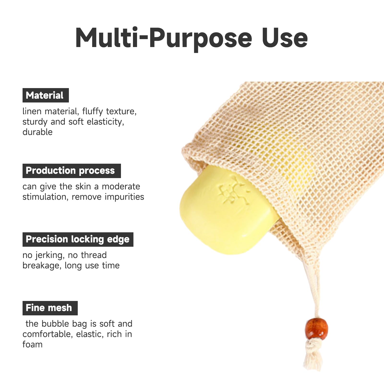 20 Pack Natural Cotton Linen Soap Saver Bags - Eco-Friendly Mesh Soap Holder for Exfoliating, Foaming & Drying | Plastic-Free Shower Accessories with Coffee Colored Beads | Perfect for Travel, Gym & Sustainable Bathroom Routine