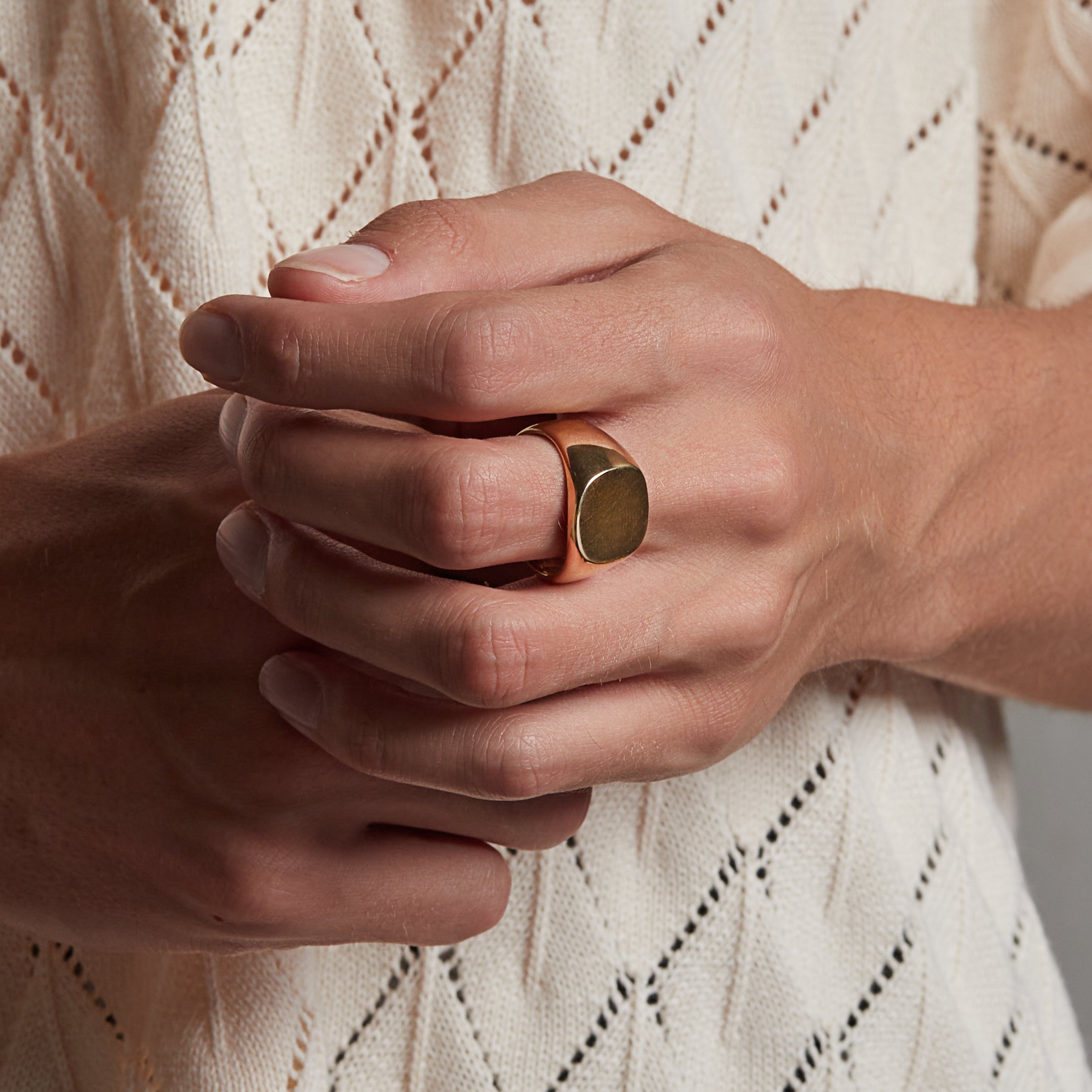 Gold Signet Ring for Men - Classic Bold Statement Jewelry for Everyday Wear & Special Occasions