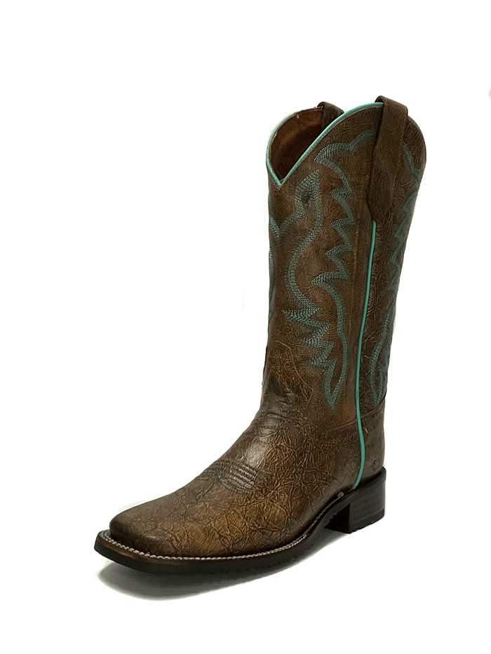 Circle G L5722 Women's Western Cowgirl Boots - Embroidered Wide Square Toe, Rubber Sole, Comfortable Peanut Color - Perfect for Rodeo, Country Dancing & Casual Wear
