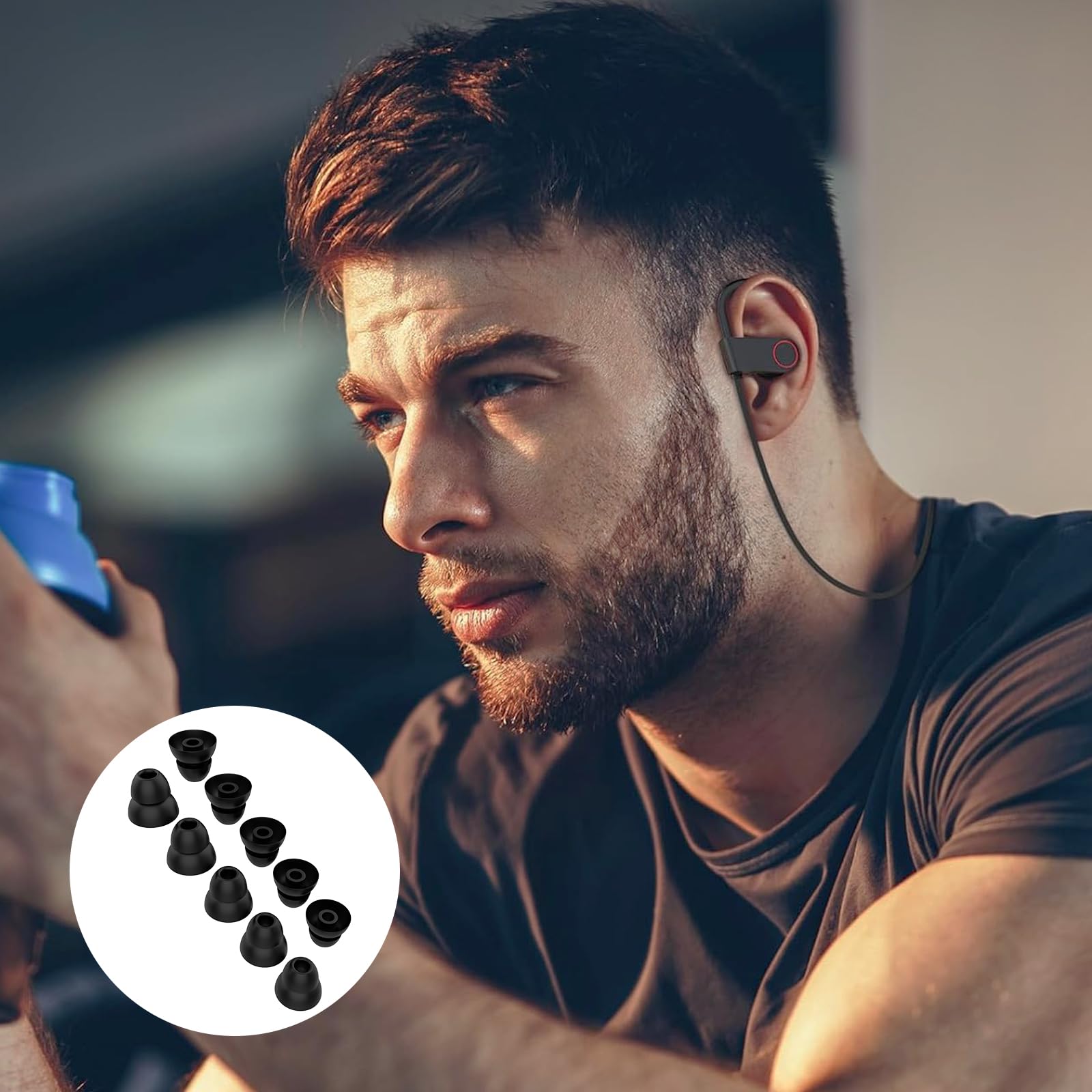 Premium Replacement Double Flange Silicone Earbuds Tips (10-Pack, Black) - Compatible with Beats Powerbeats 2 & 3 Wireless Headphones - Secure Fit for Running, Workouts & Active Lifestyles